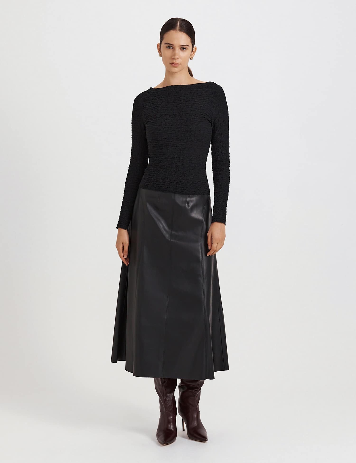 SABA Cotton Rich Textured Regular Fit Top Black