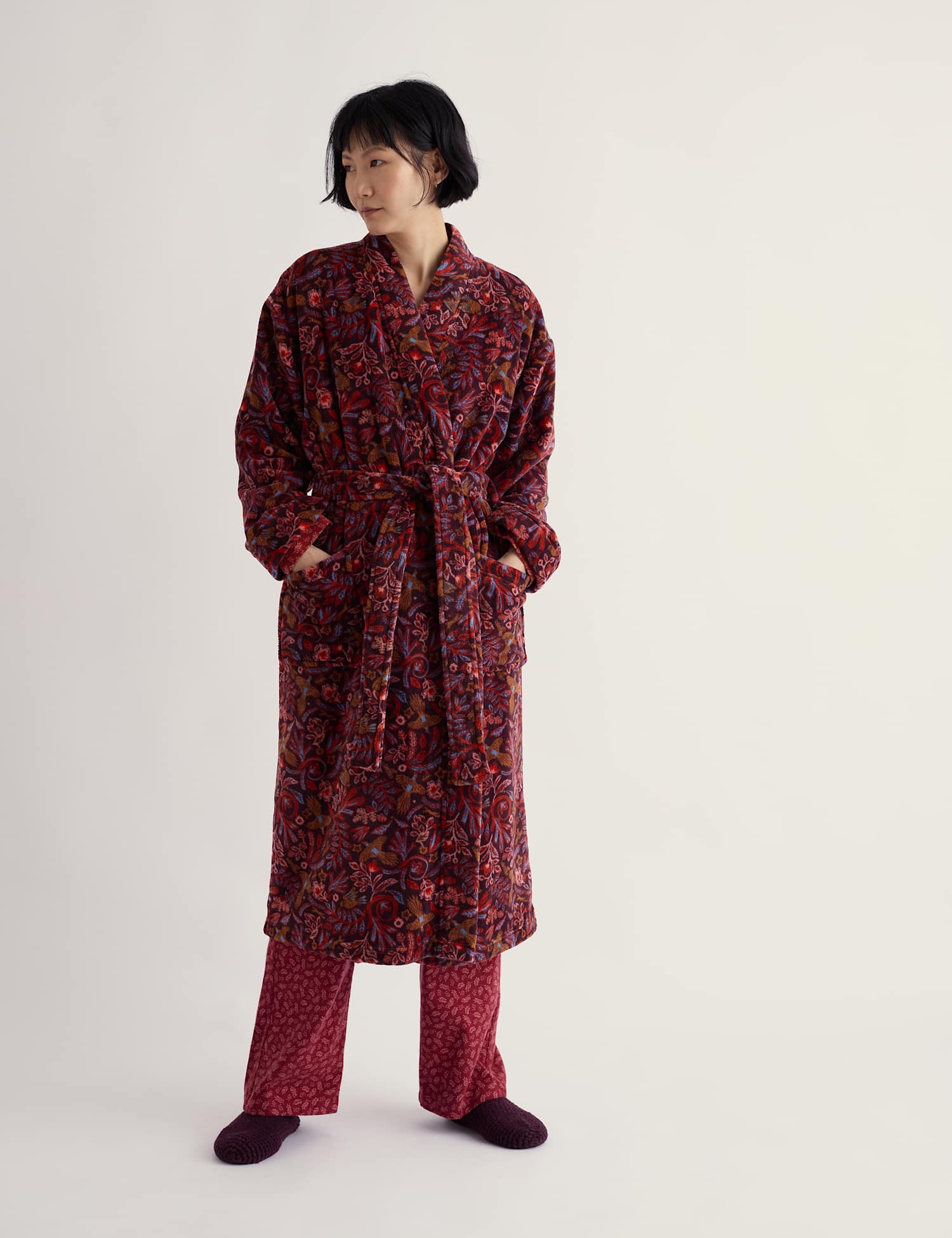 Seasalt Cornwall Floral Dressing Gown Purple Mix