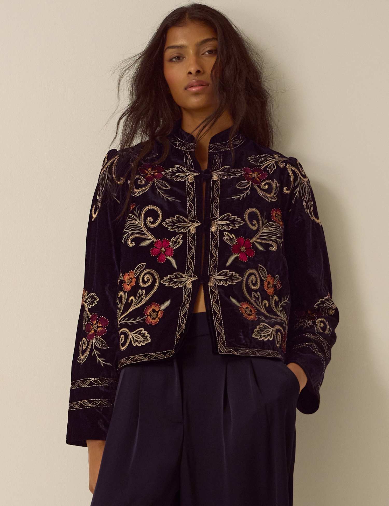 Monsoon Velvet Jacket Black Mix