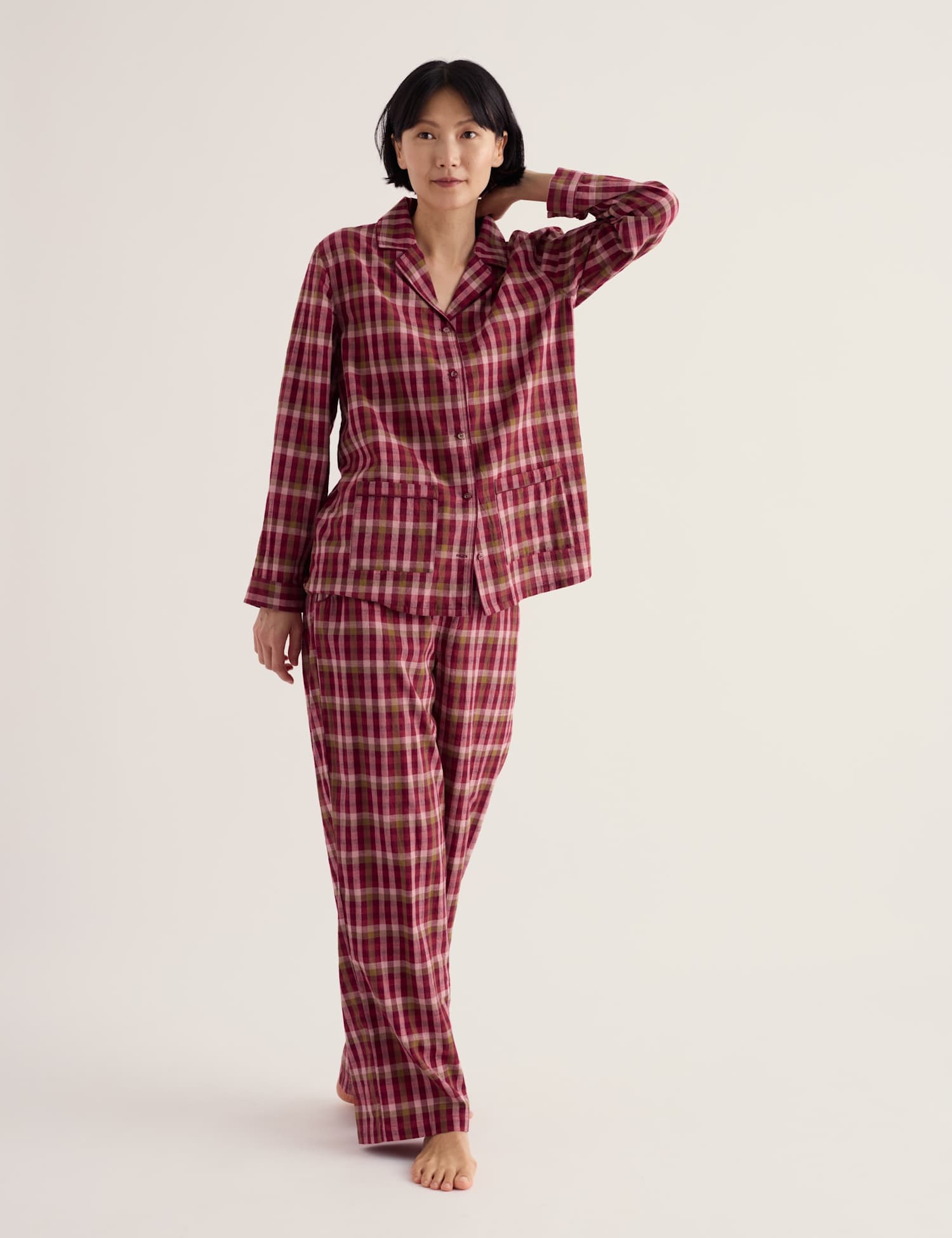 Seasalt Cornwall Pure Cotton Checked Pyjama Set Red Mix
