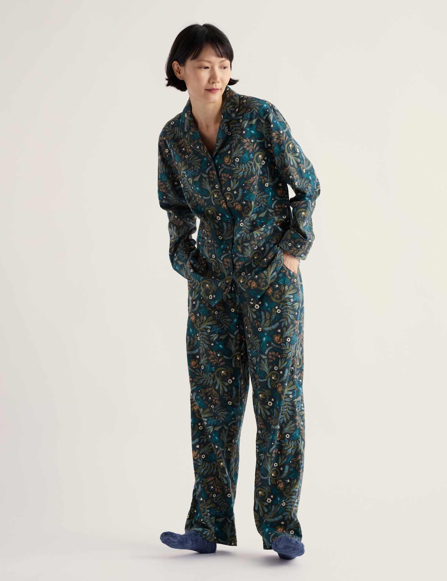Seasalt Cornwall Pure Cotton Printed Pyjama Set Teal Mix