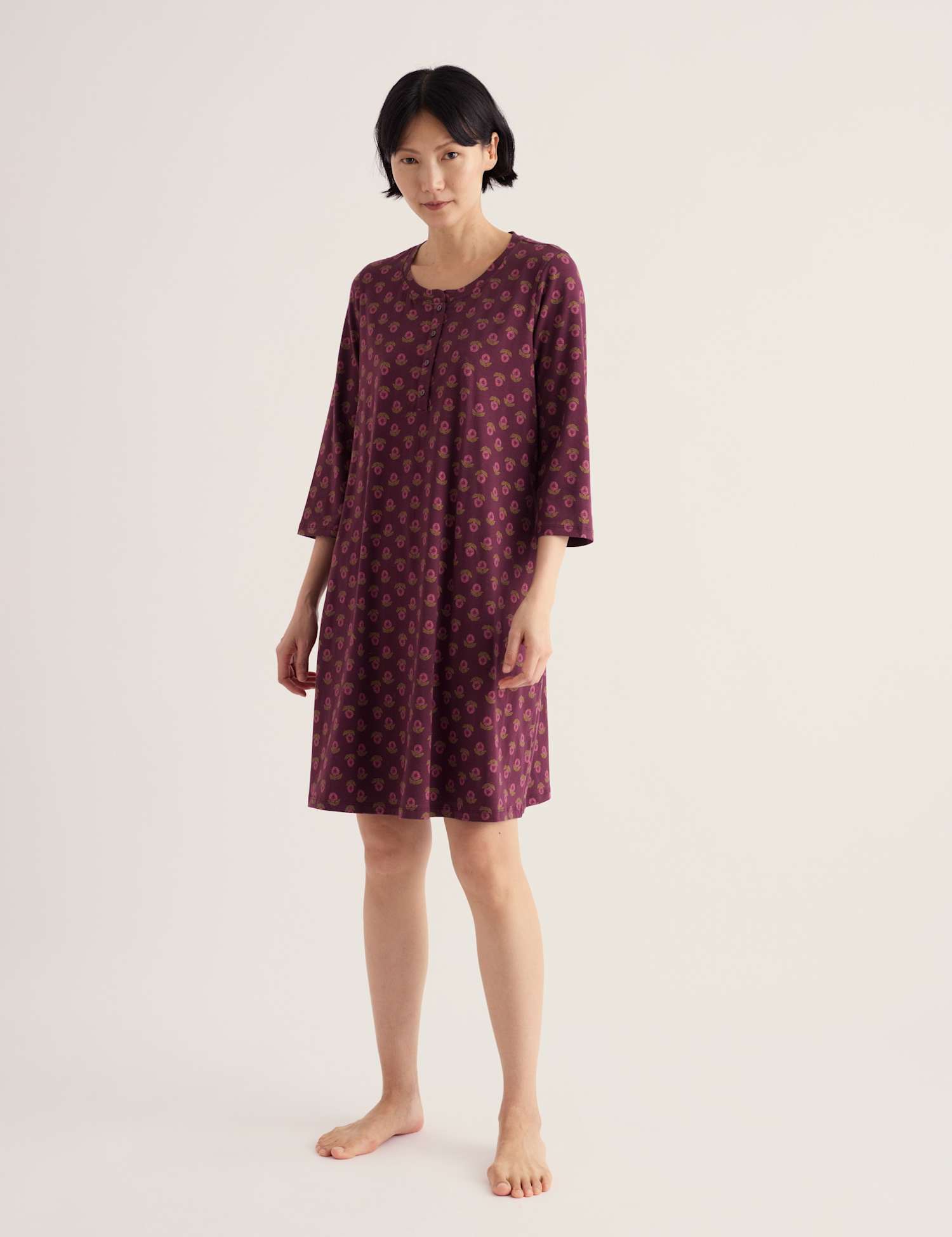 Seasalt Cornwall Cotton Rich Printed Nightdress Purple Mix