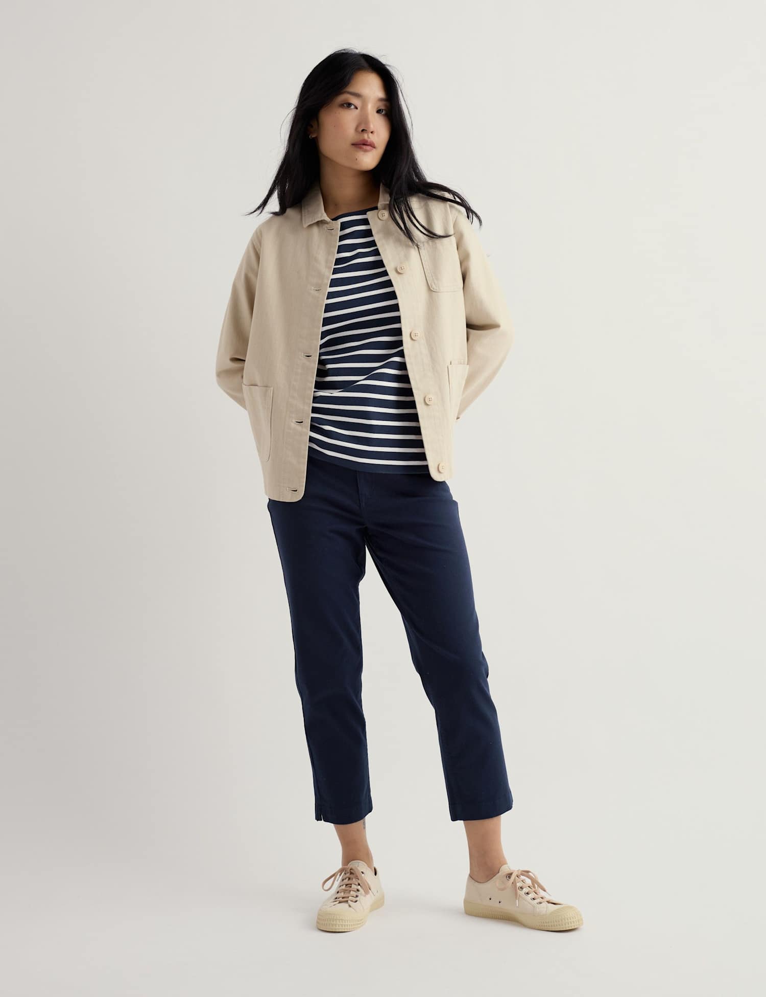 Seasalt Cornwall Cotton Rich Slim Fit Cropped Trousers Navy