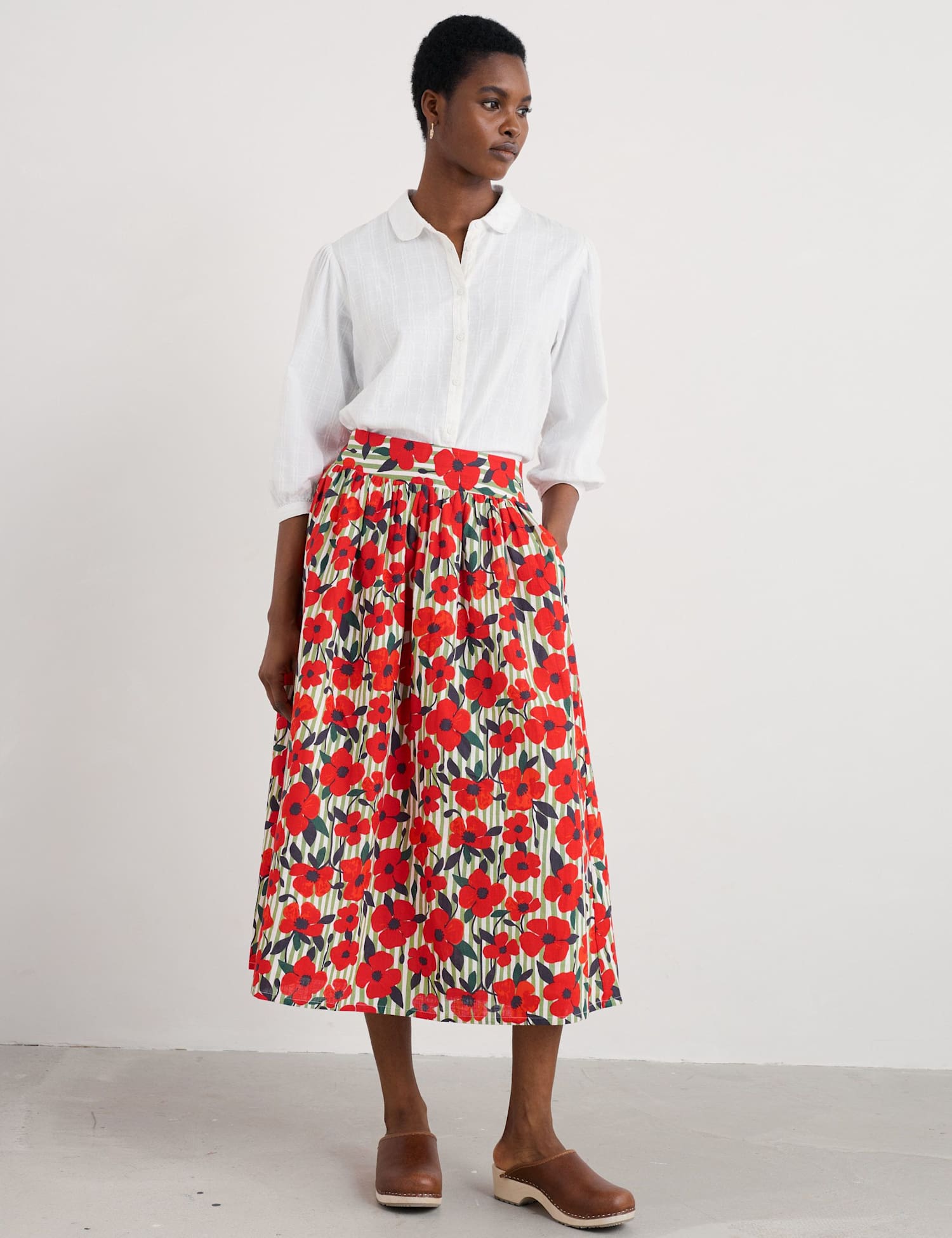 Seasalt Cornwall Pure Cotton Checked Collared Blouse White