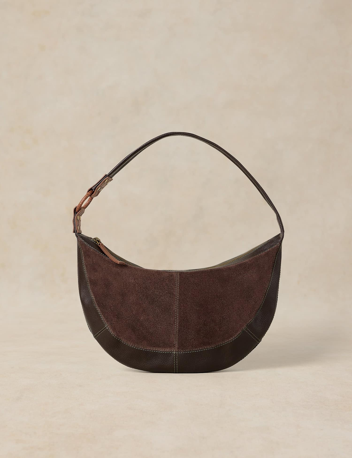 White Stuff Leather Mini Shoulder Bag Dark Brown