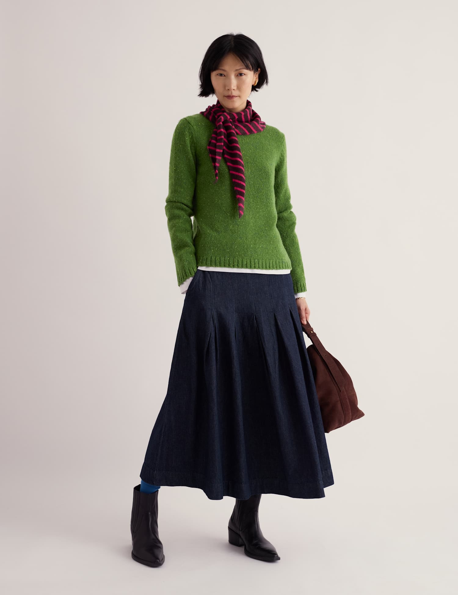 Seasalt Cornwall Merino Wool Rich Textured Crew Neck Jumper Light Green