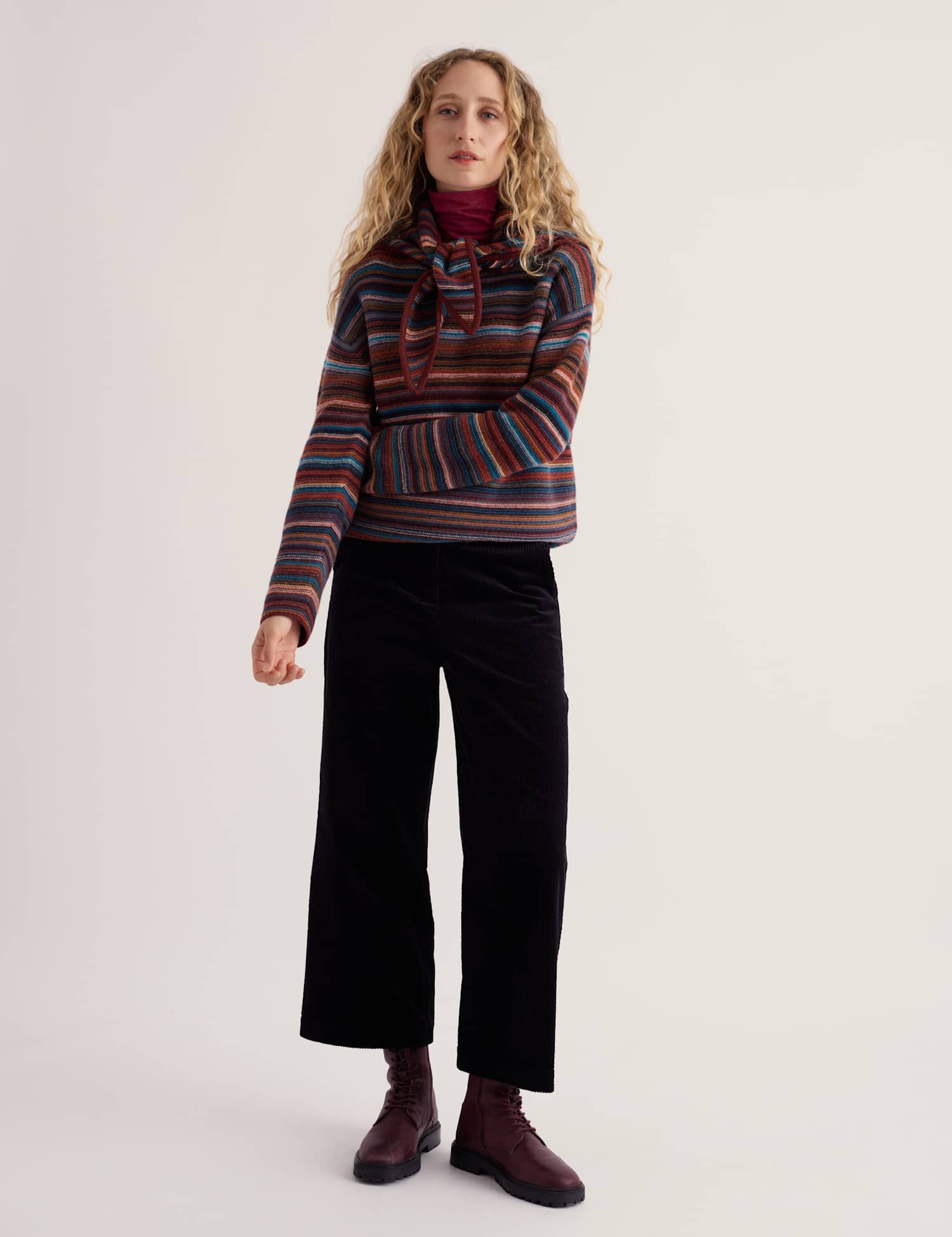 Seasalt Cornwall Merino Wool Rich Striped Jumper Orange Mix