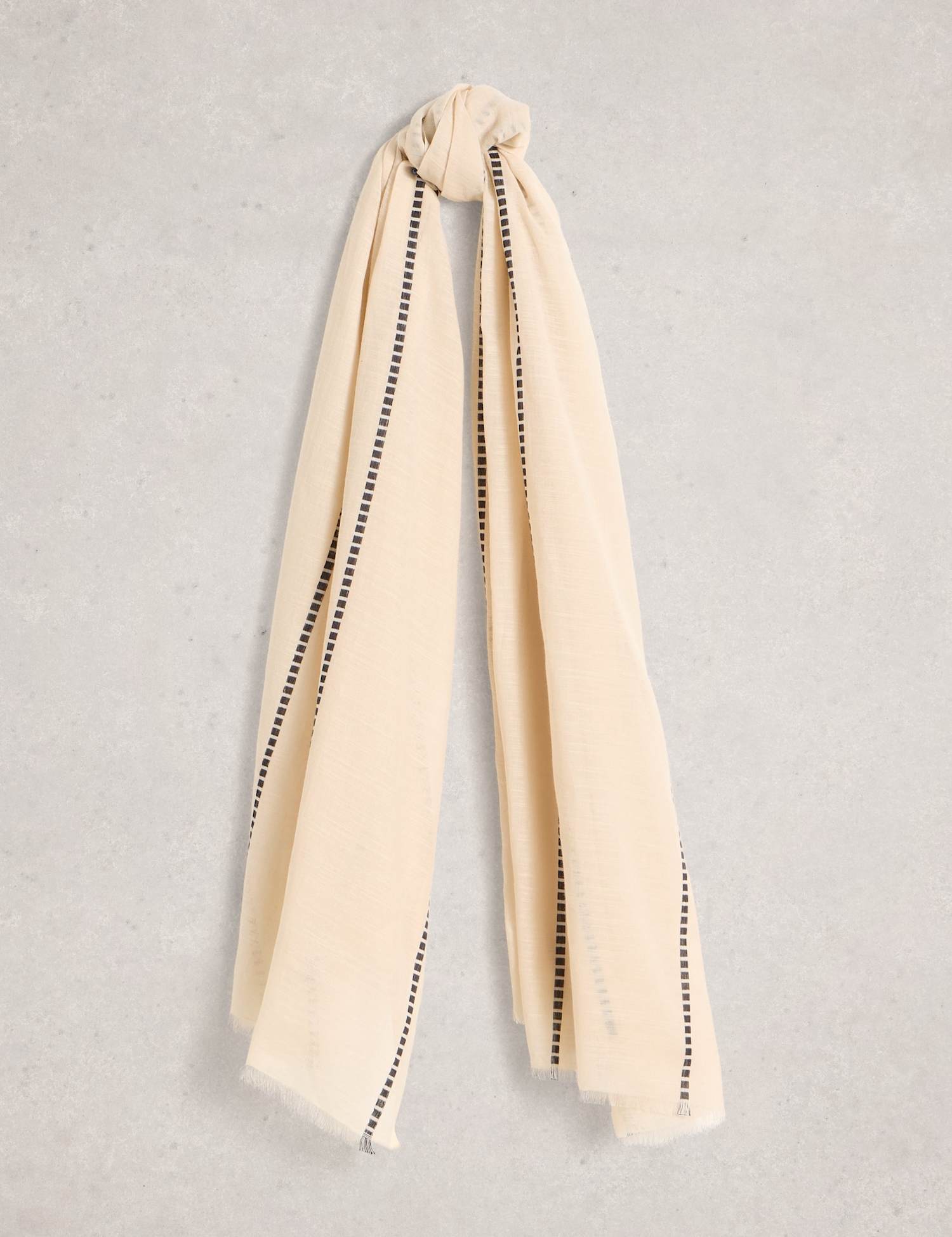 White Stuff Pure Cotton Striped Scarf Natural Mix