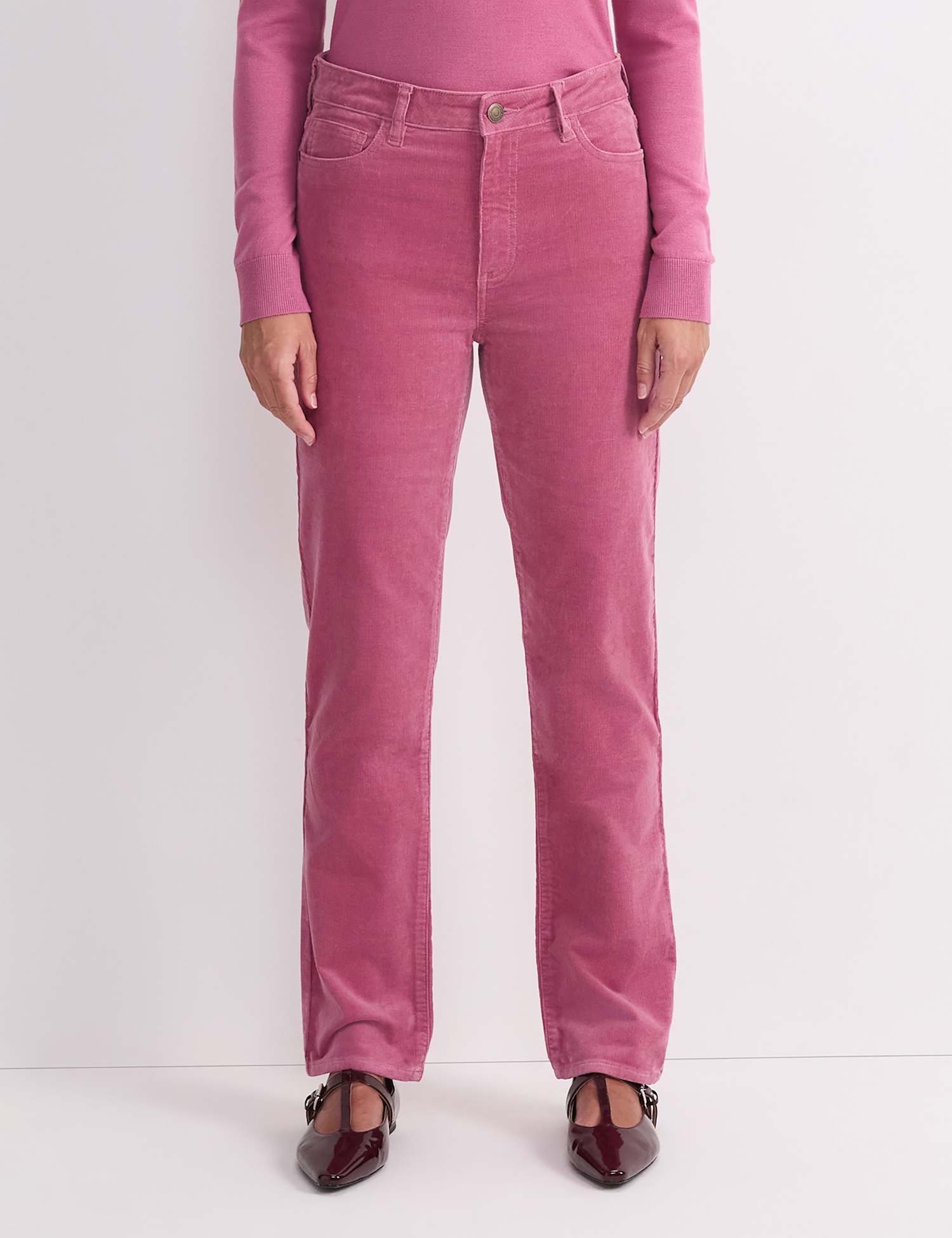 Sportscraft Cord High Waisted Straight Leg Jeans Pink
