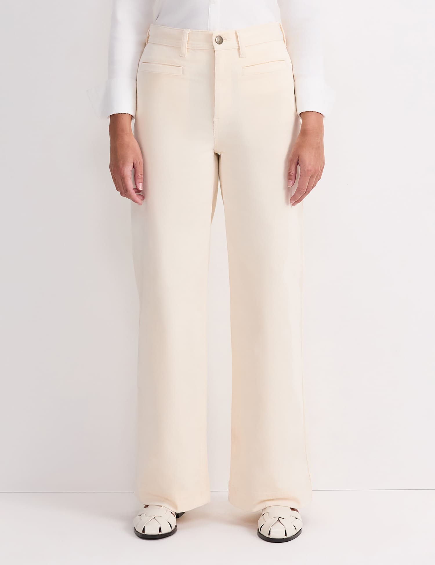 Sportscraft High Waisted Wide Leg Jeans White