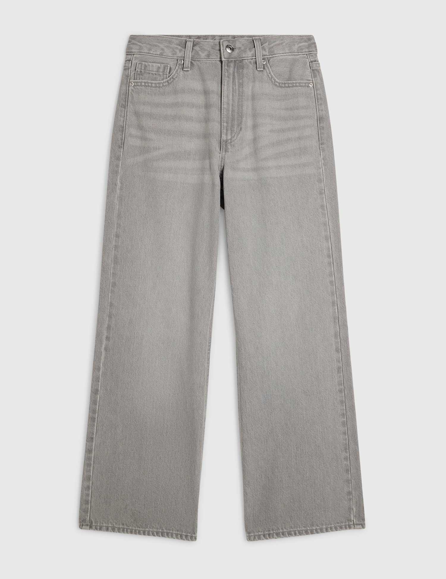 River Island Relaxed Mid Rise Whiskered Straight Leg Jeans Grey