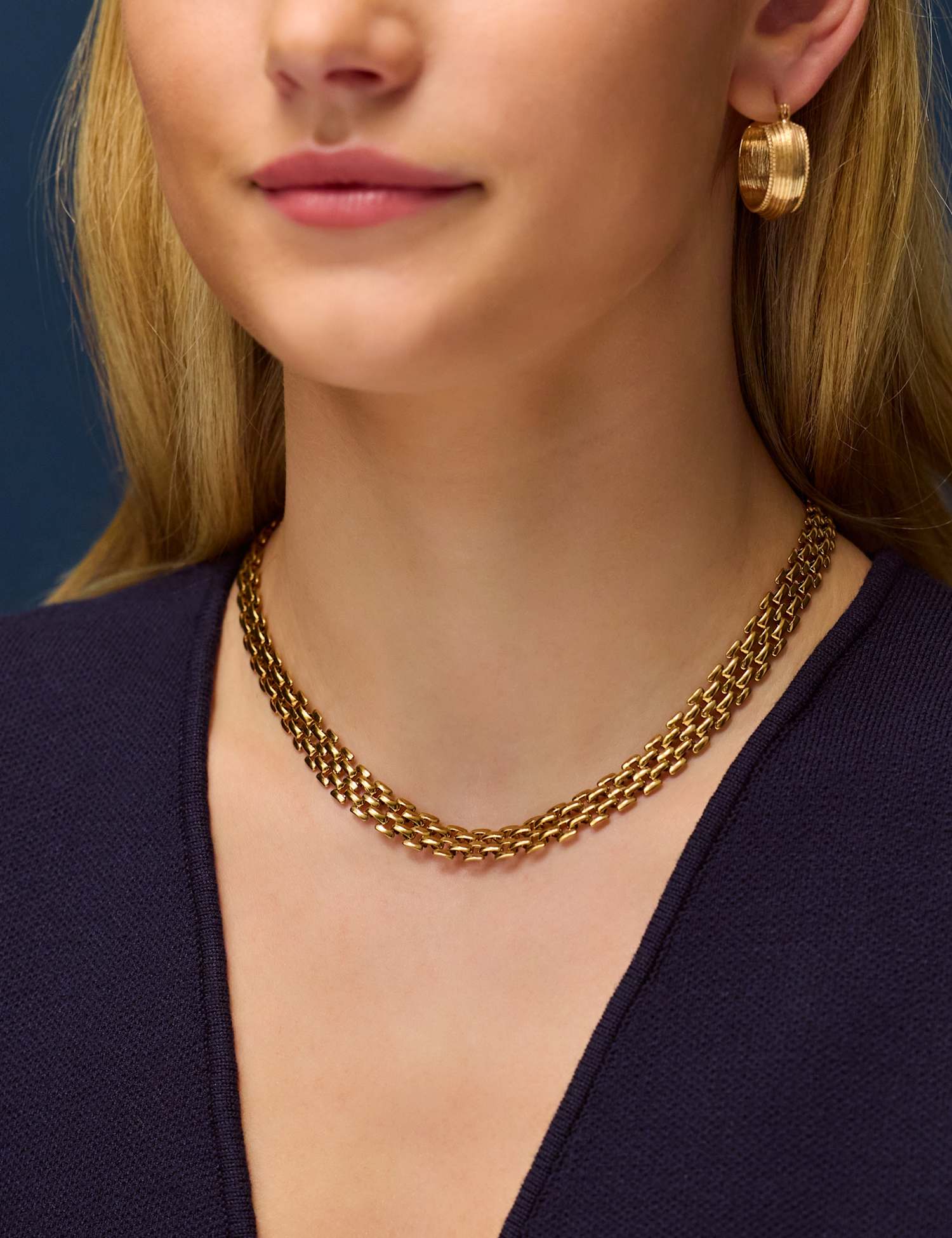 ACCESSORIZE 14ct Gold Plated Watch Link Necklace Gold