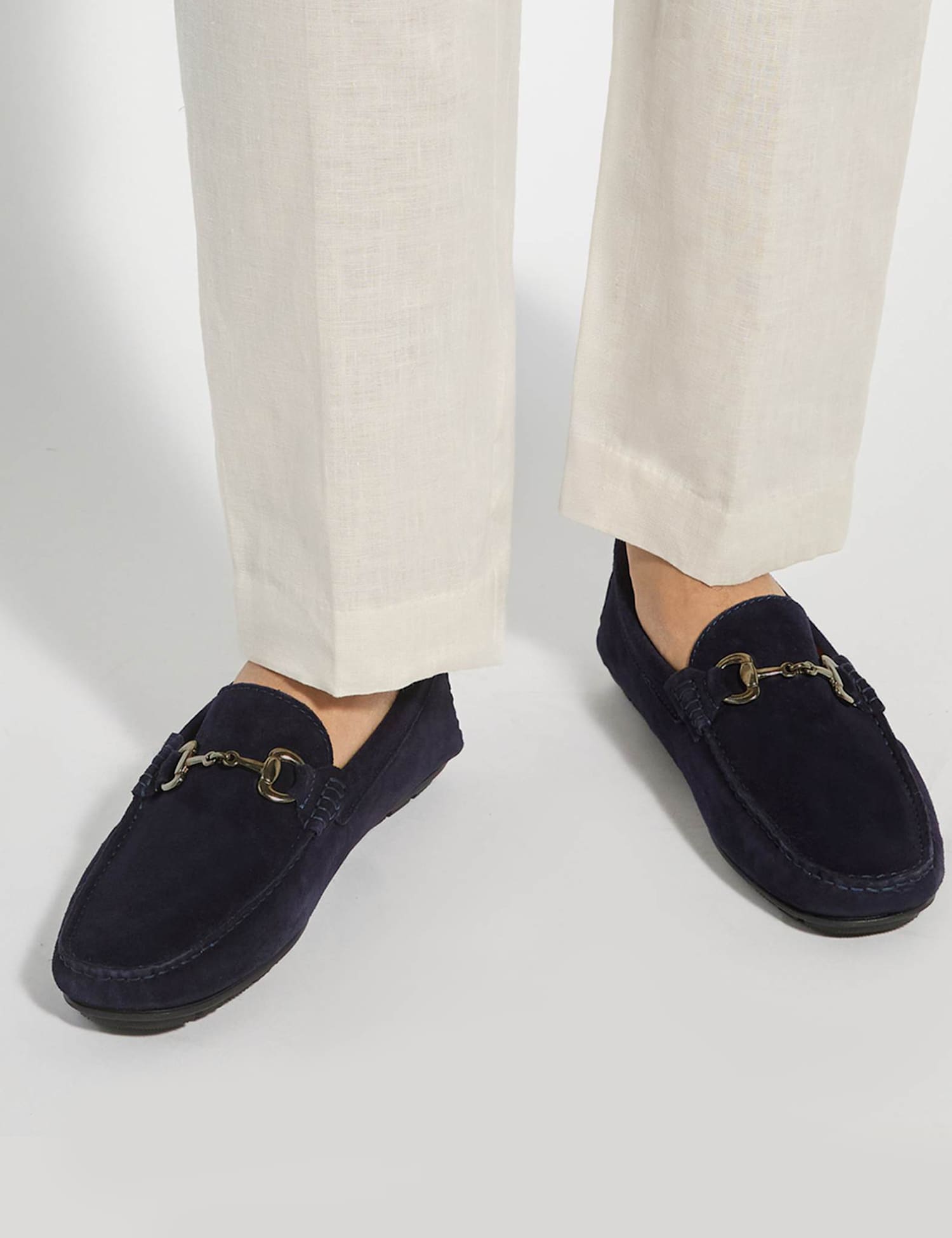 Dune London Wide Fit Leather Slip On Loafers Navy