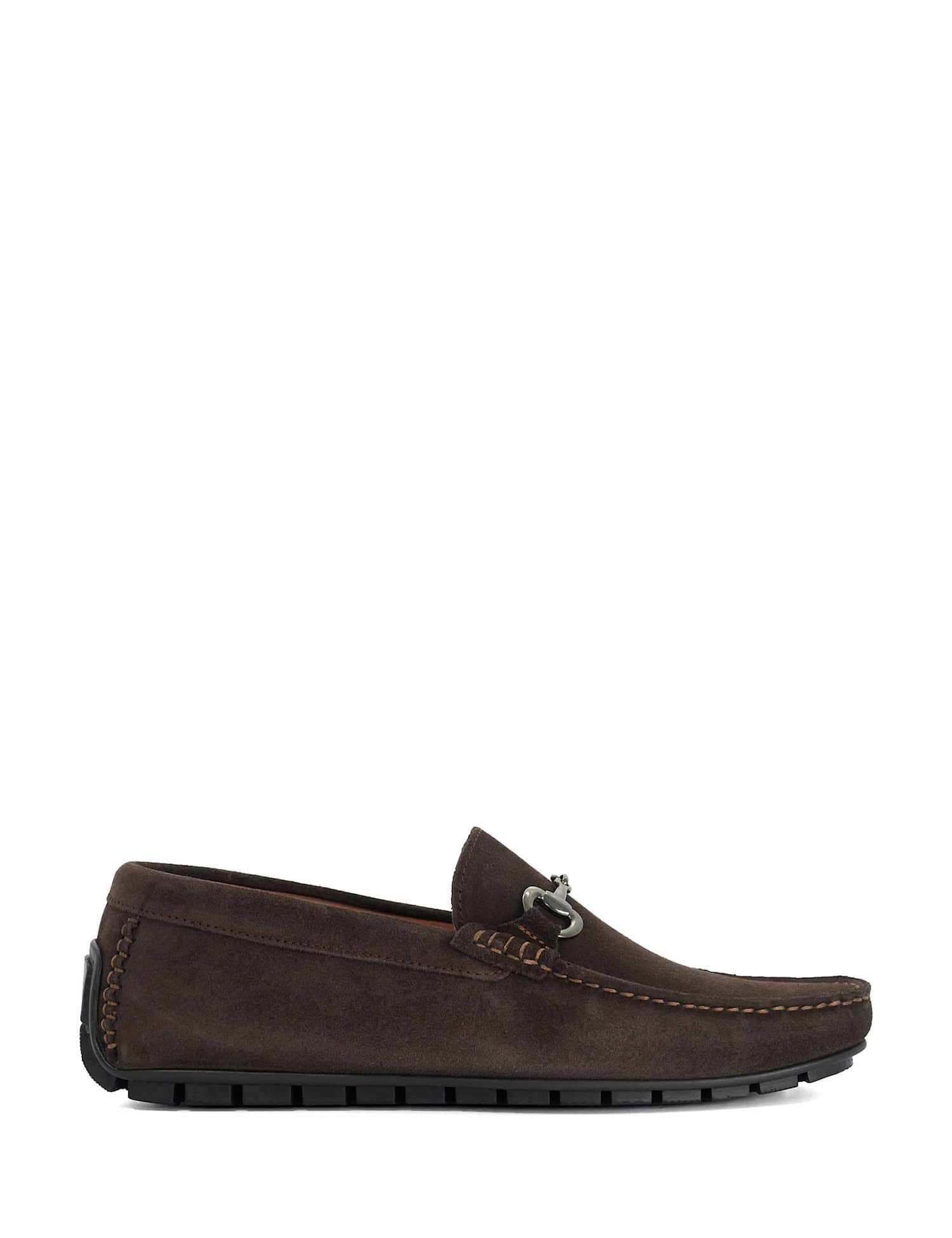 Dune London Suede Slip On Loafers Brown