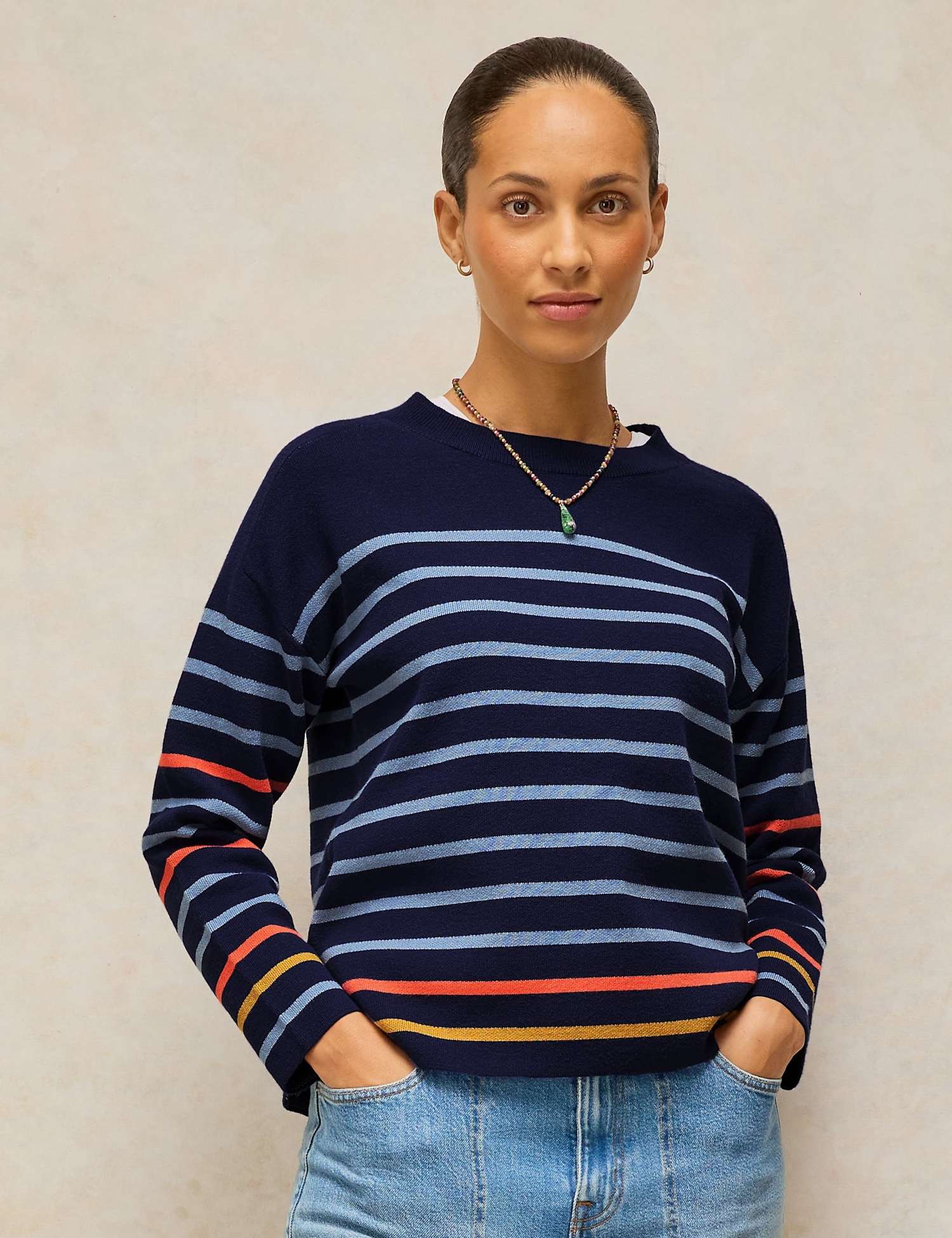 White Stuff Striped Jumper Navy Mix