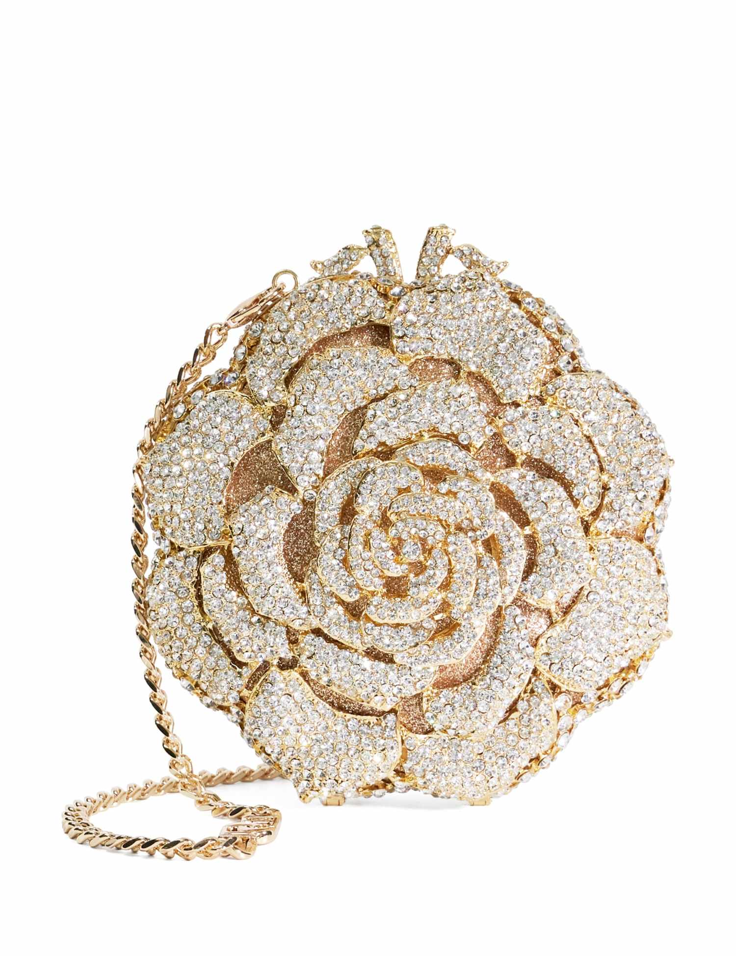 Dune London Diamante Chain Strap Clutch Bag Gold