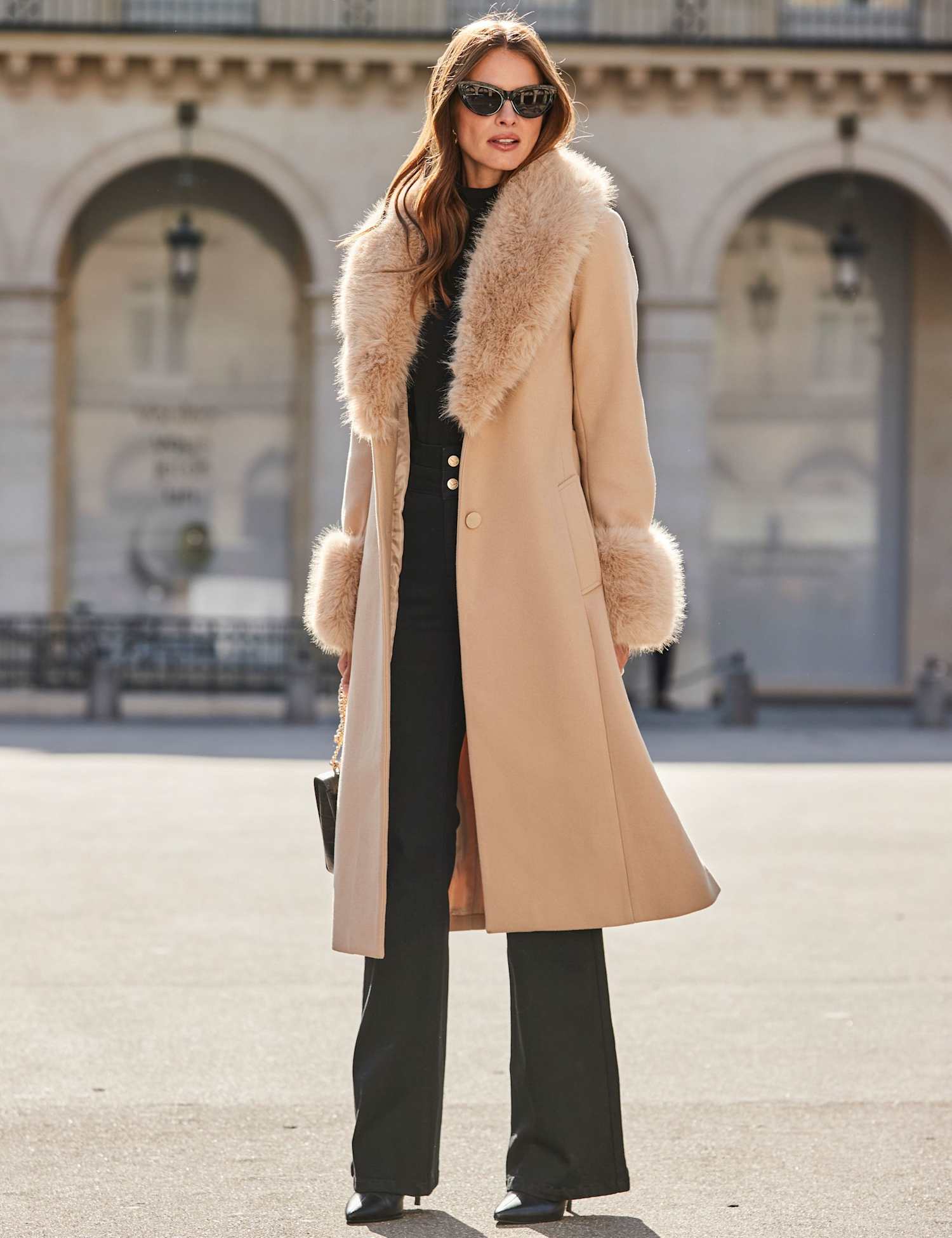 SOSANDAR Belted 2 in 1 Longline Coat Taupe