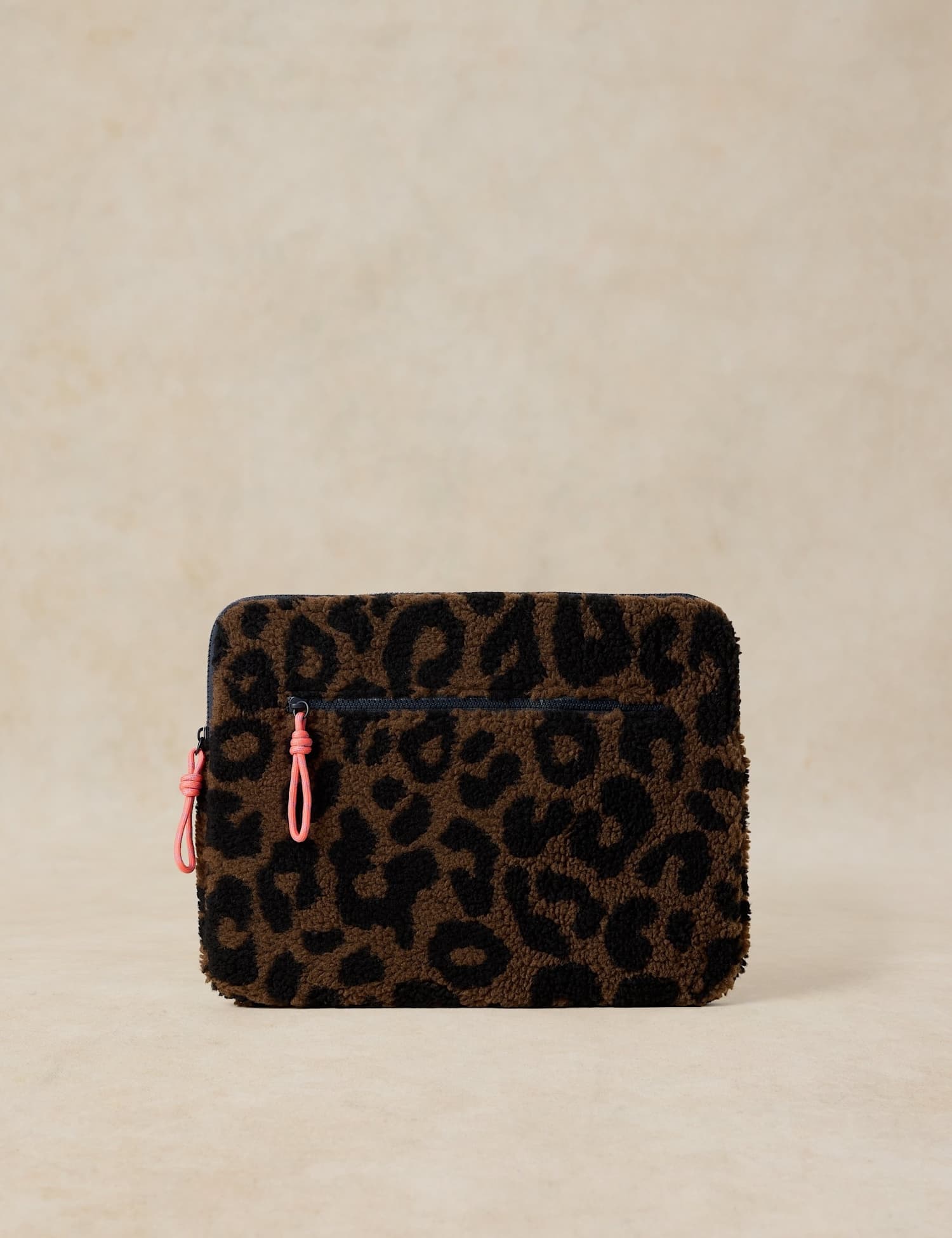 White Stuff Faux Shearling Animal Print Laptop Bag Brown Mix