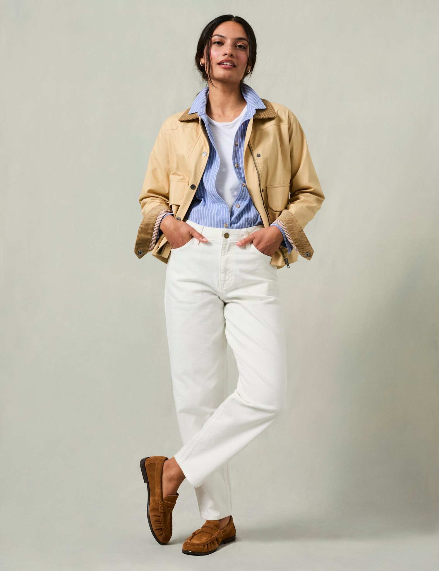 FatFace Mid Rise Cigarette Ankle Grazer Jeans White