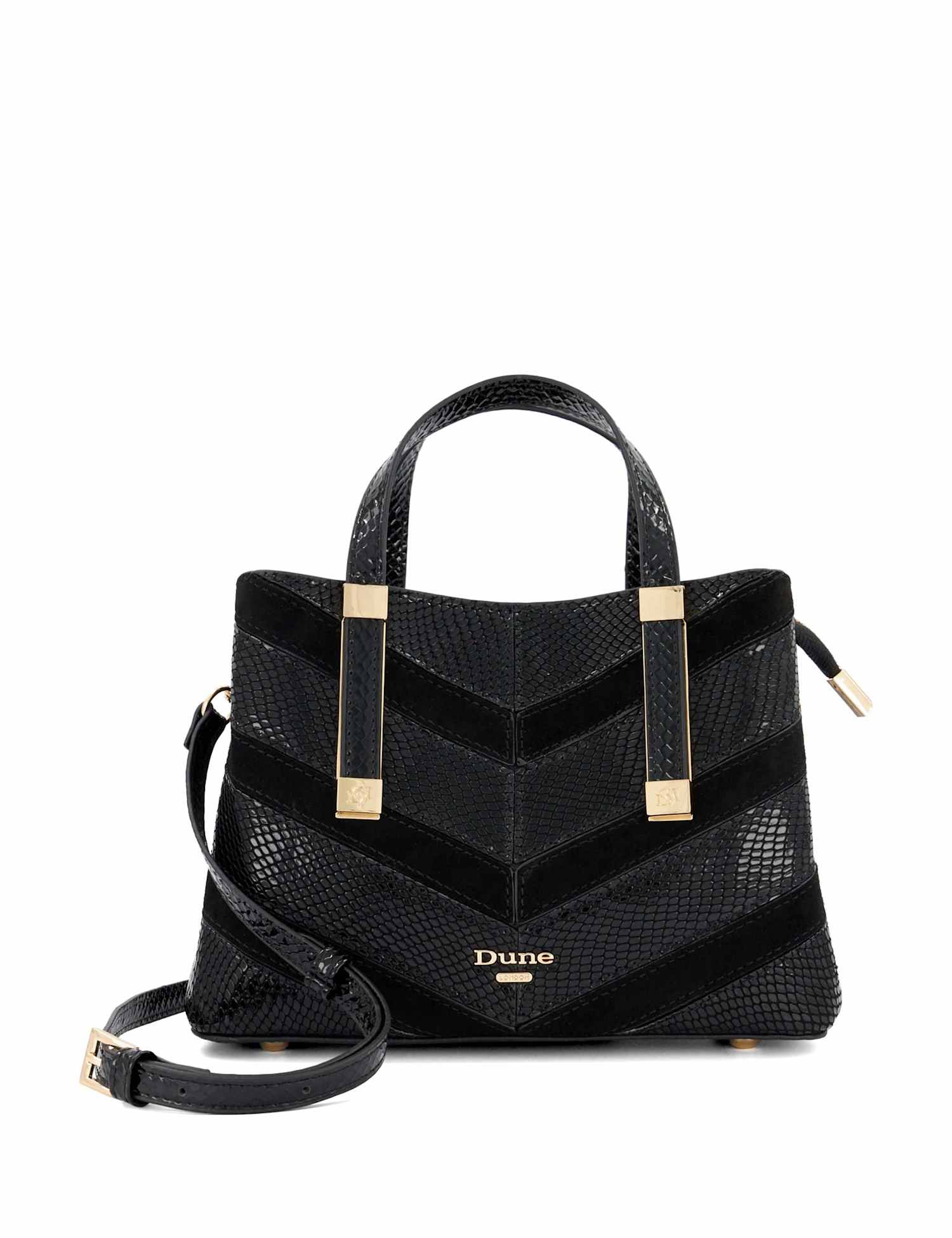 Dune London Snakeskin Print Tote Bag Black