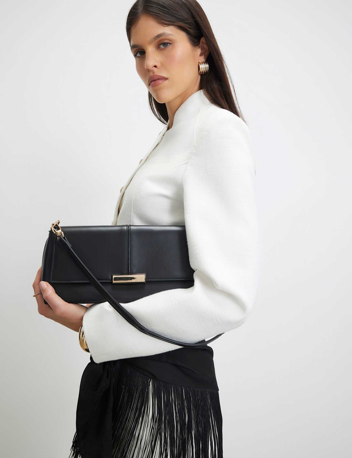 River Island Detachable Strap Clutch Bag Black
