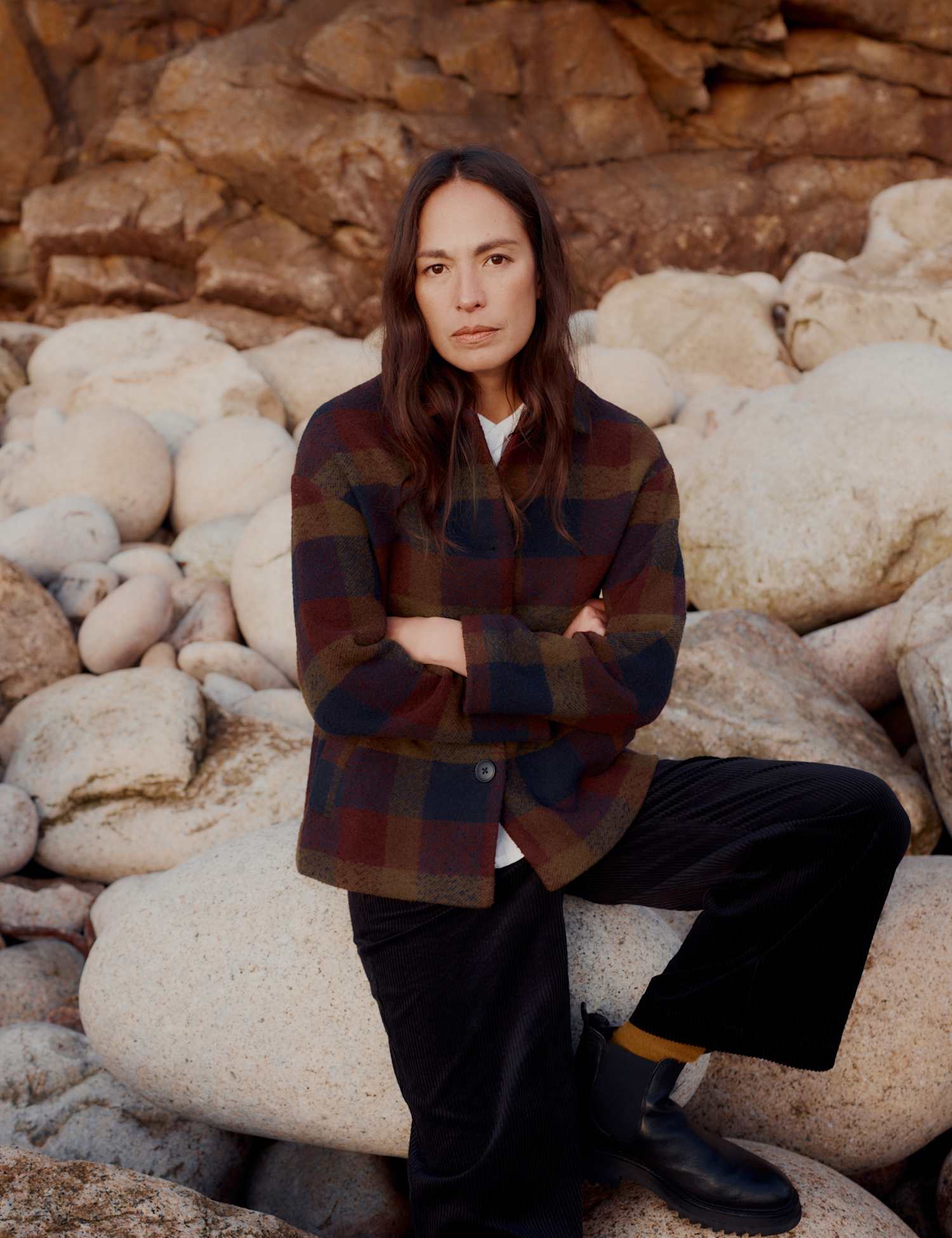 Seasalt Cornwall Wool Blend Checked Short Coat Multi