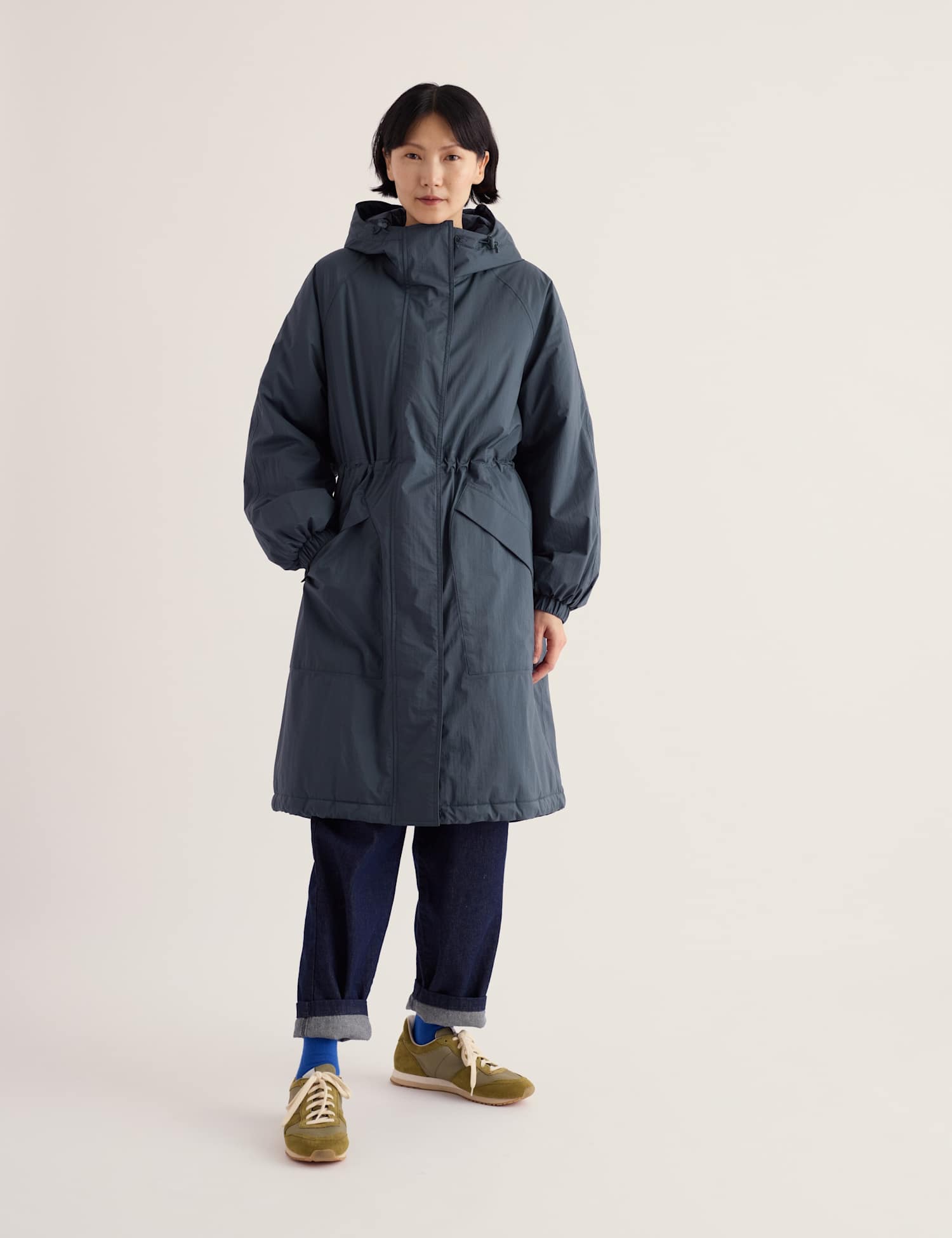 Seasalt Cornwall Hooded Longline Parka Coat Navy