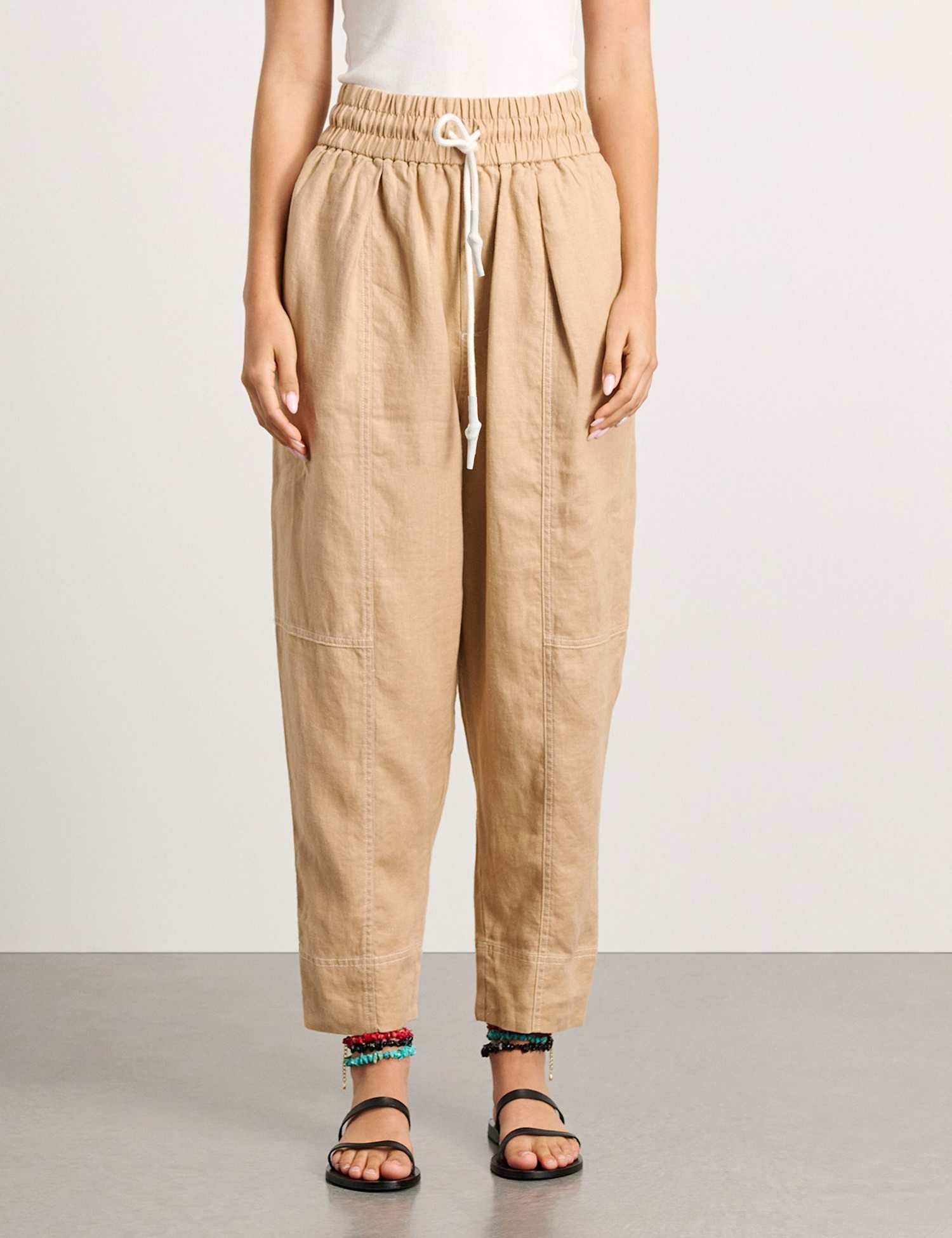 Jag Pure Linen Cargo Pull On Trousers Sand