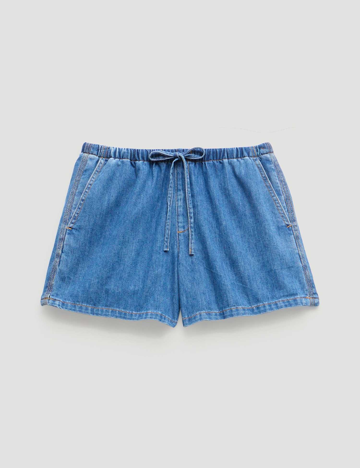 HUSH Pure Cotton Denim High Waisted Shorts Blue Denim