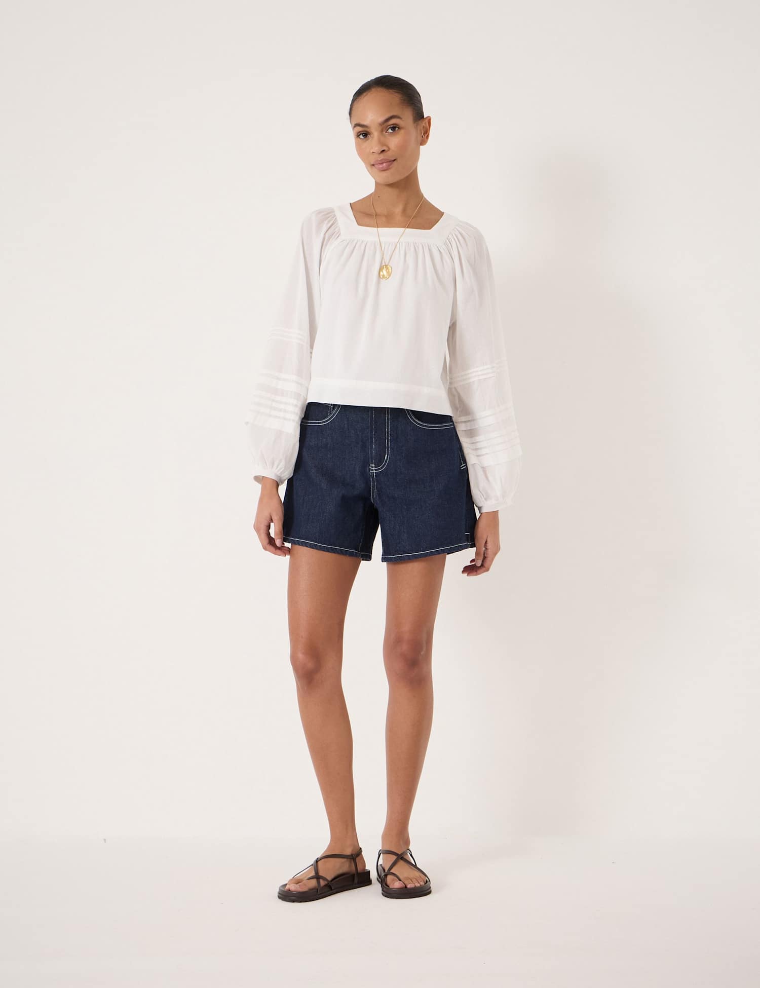 HUSH Cotton Rich Denim Shorts Dark Indigo