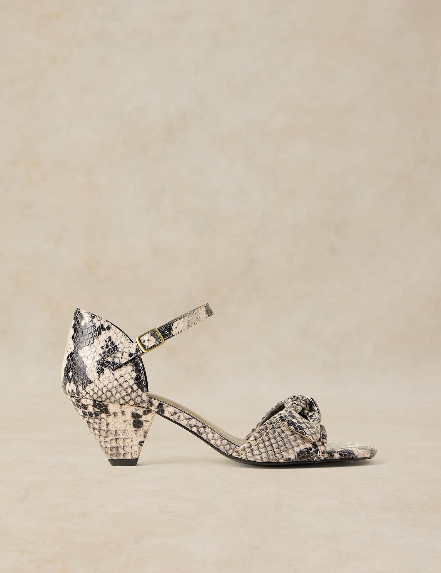 White Stuff Darla Leather Buckle Low Heel Sandals Natural Mix
