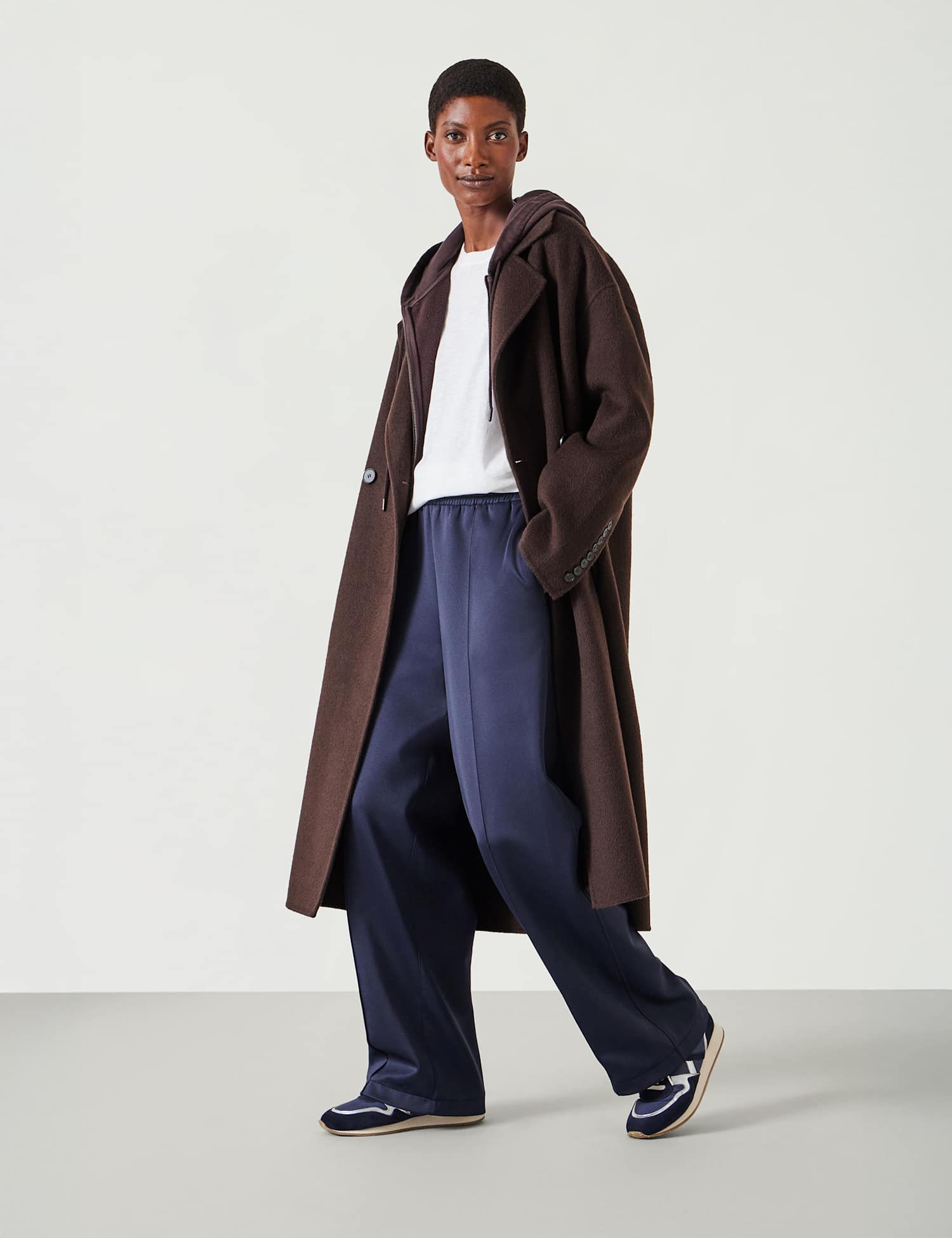 HUSH Harrison Elasticated Waist Wide Leg Joggers Navy