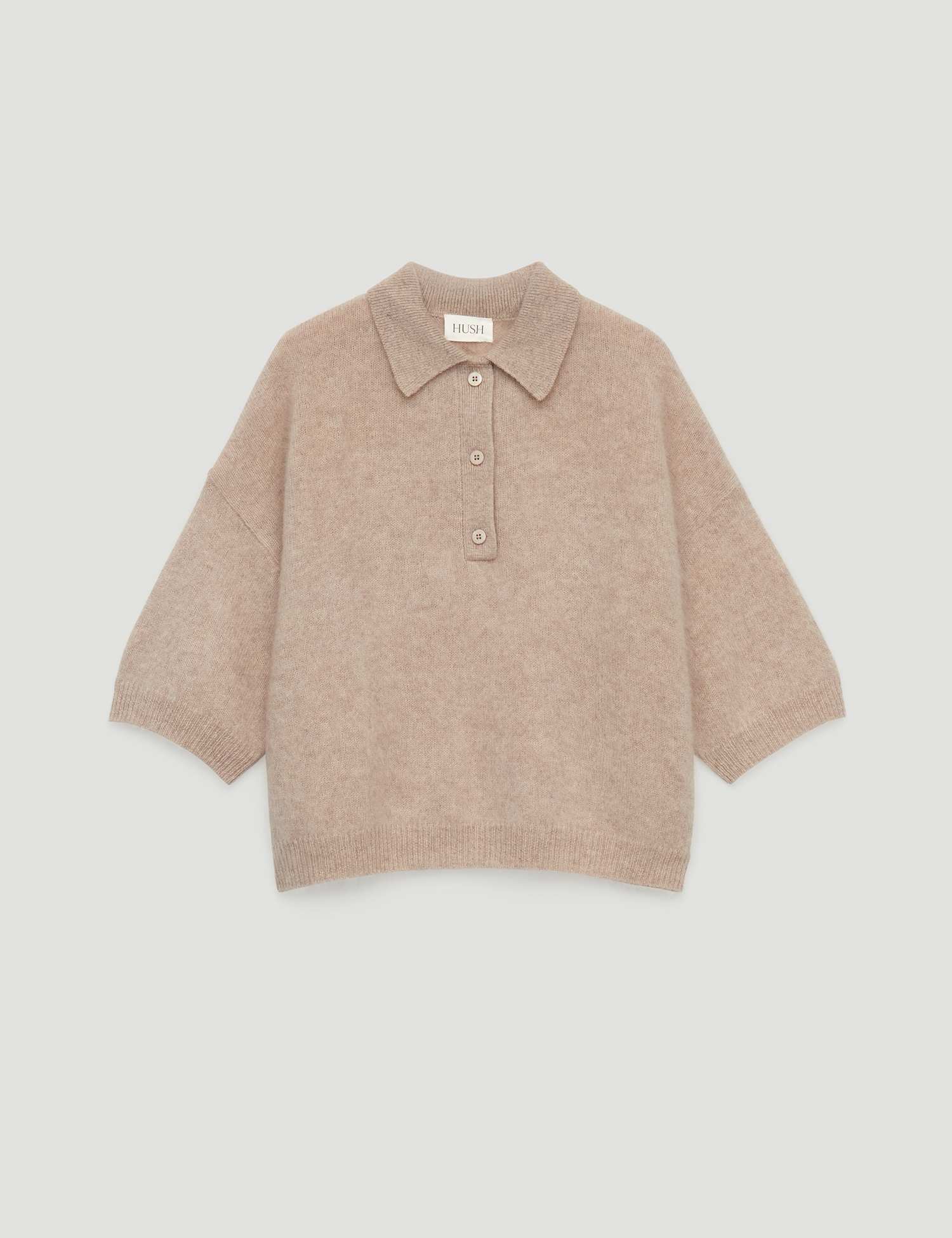 HUSH Ziggy Pure Wool Collared Jumper Oatmeal