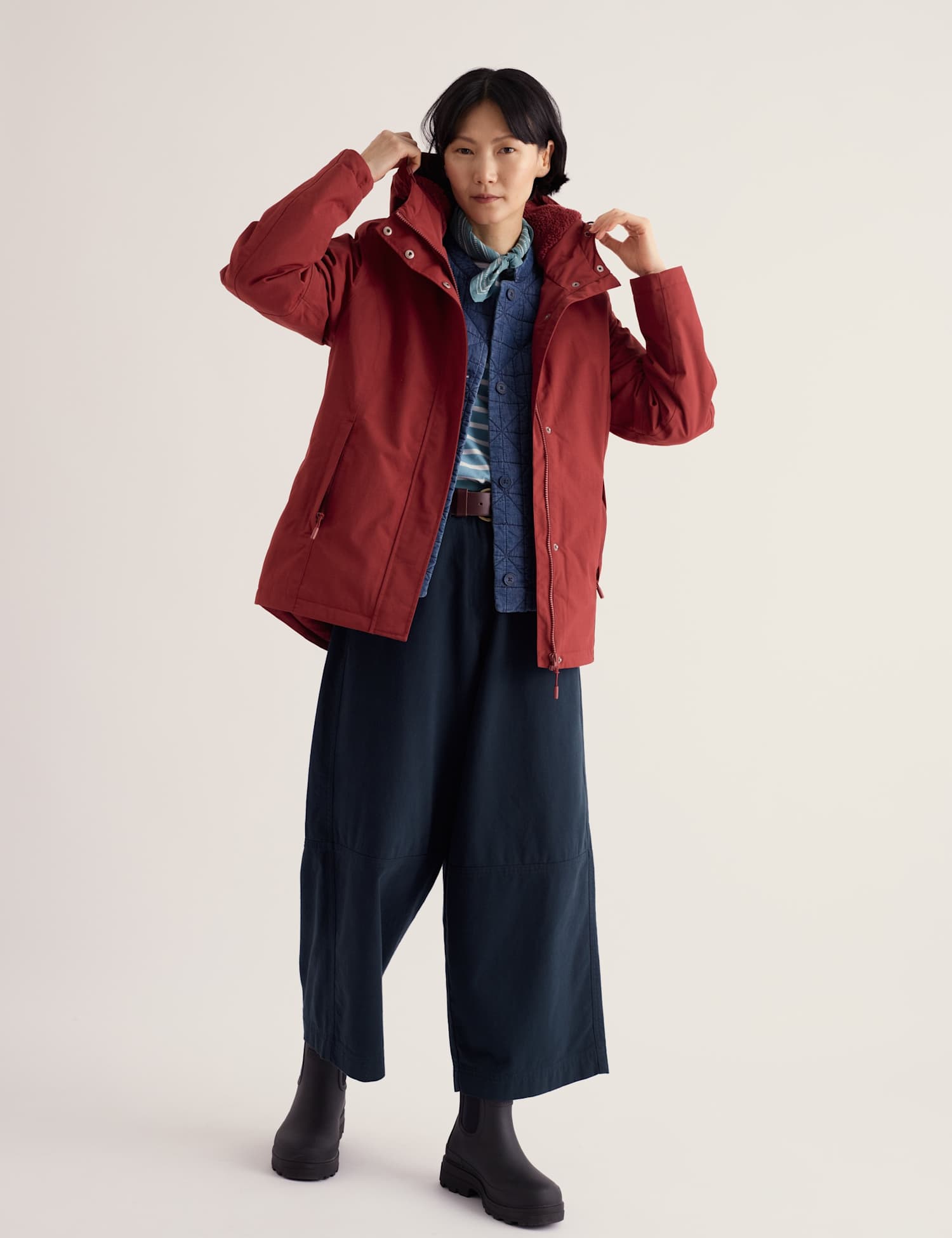 Seasalt Cornwall Waterproof Hooded Rain Jacket Red