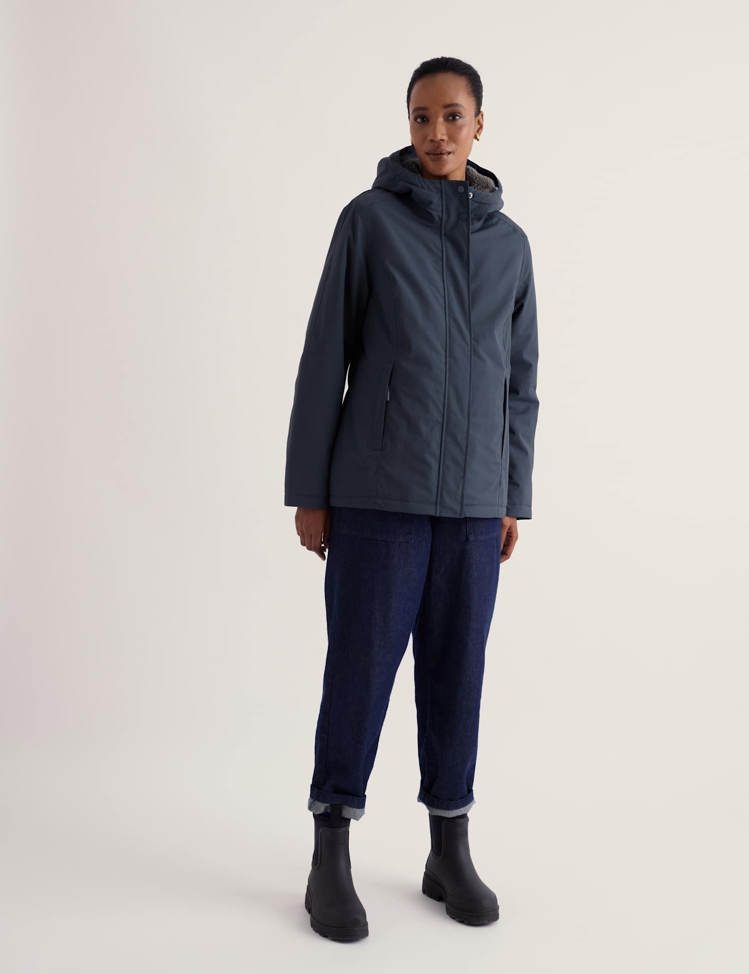 Seasalt Cornwall Waterproof Hooded Rain Jacket Navy