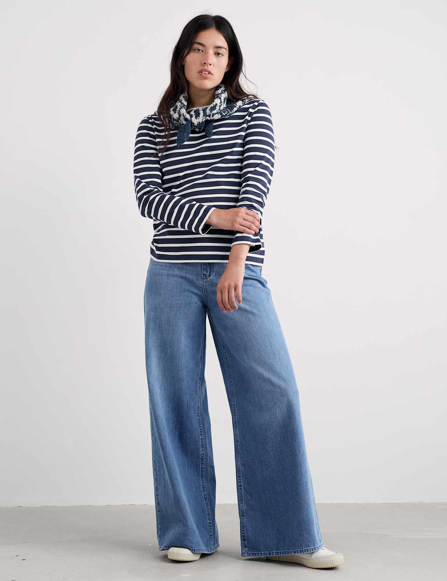 Seasalt Cornwall Mid Rise Wide Leg Jeans Blue Denim