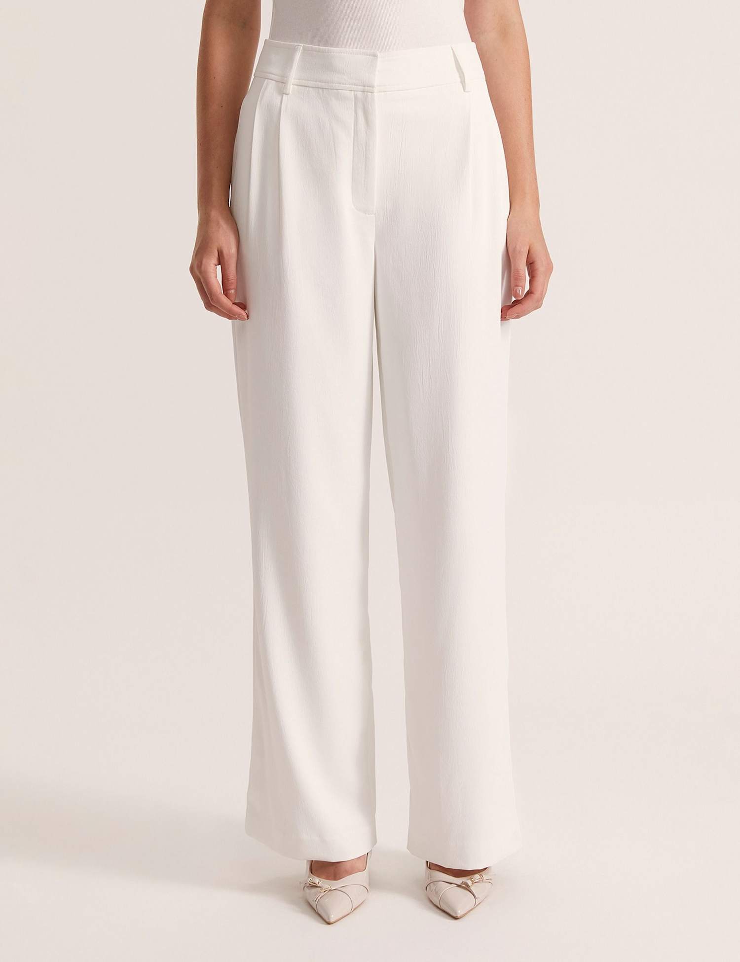 SABA Tailored Wide Leg Trousers White