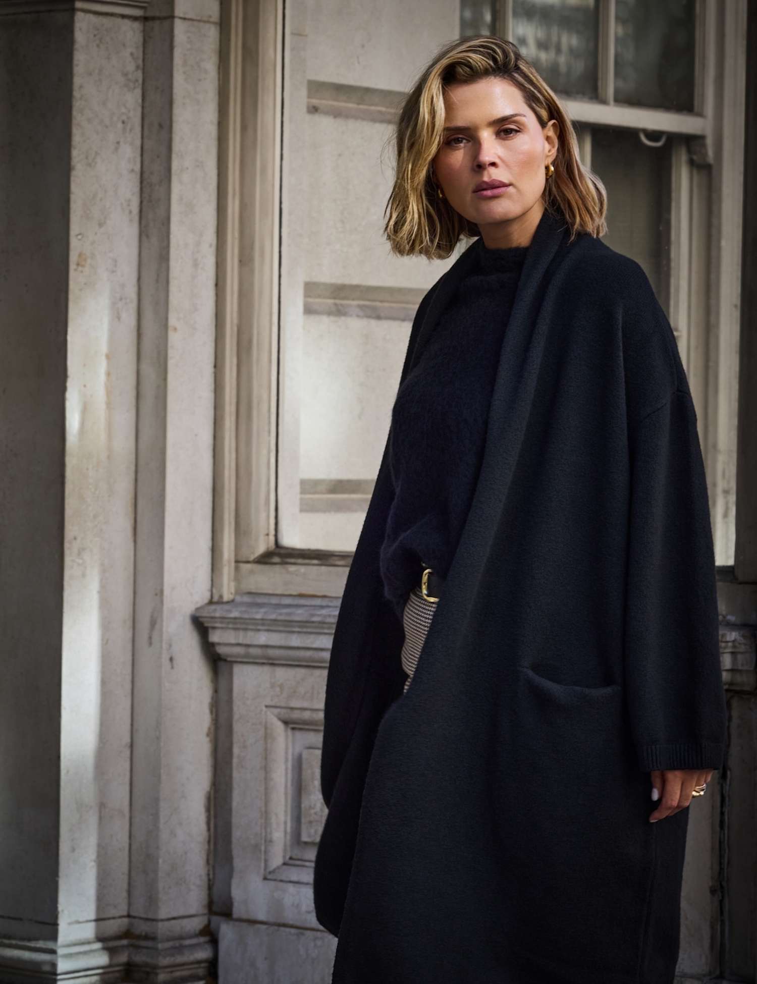 Live Unlimited London Curve Coatigan with Wool Black
