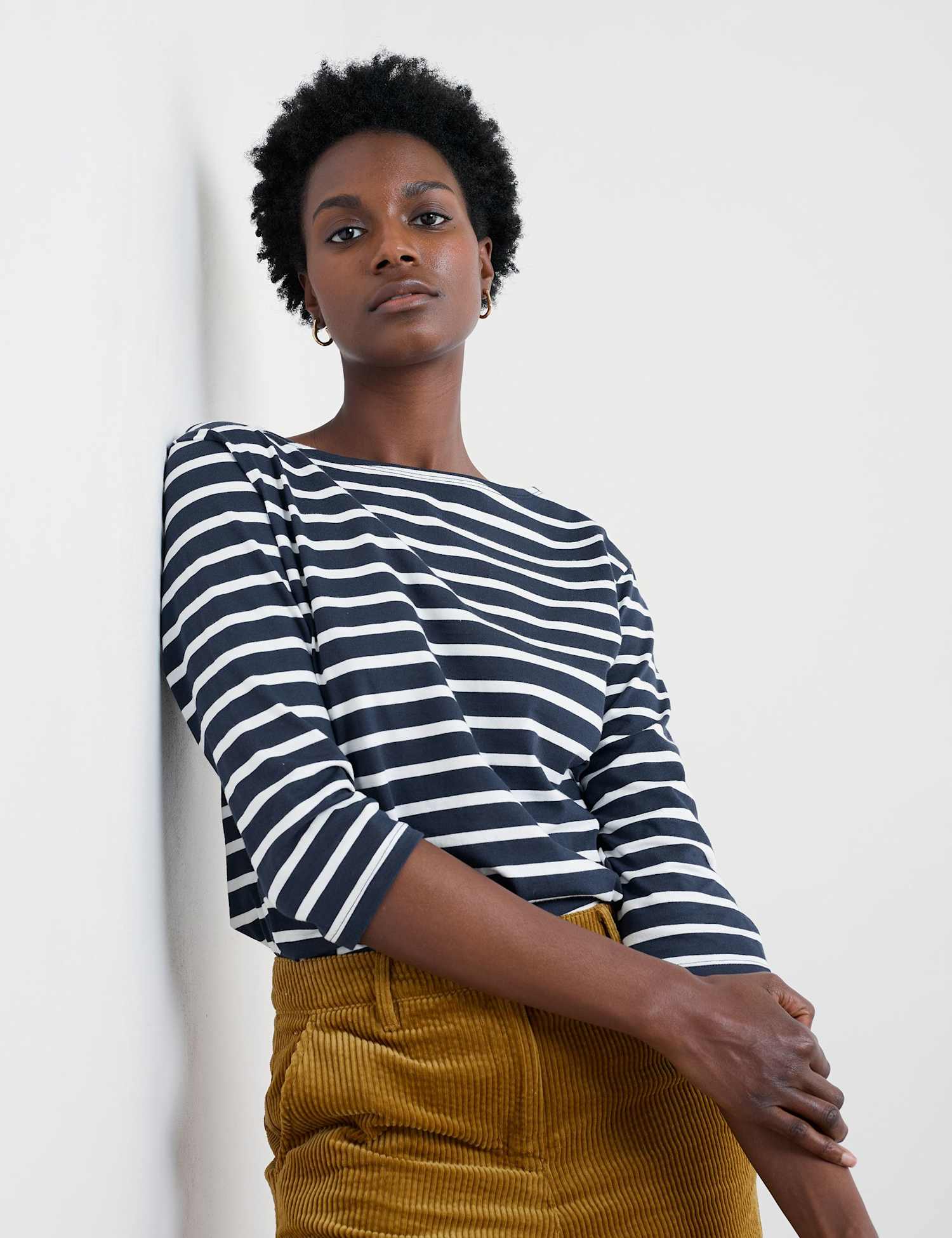 Seasalt Cornwall Pure Cotton Striped Top Navy Mix