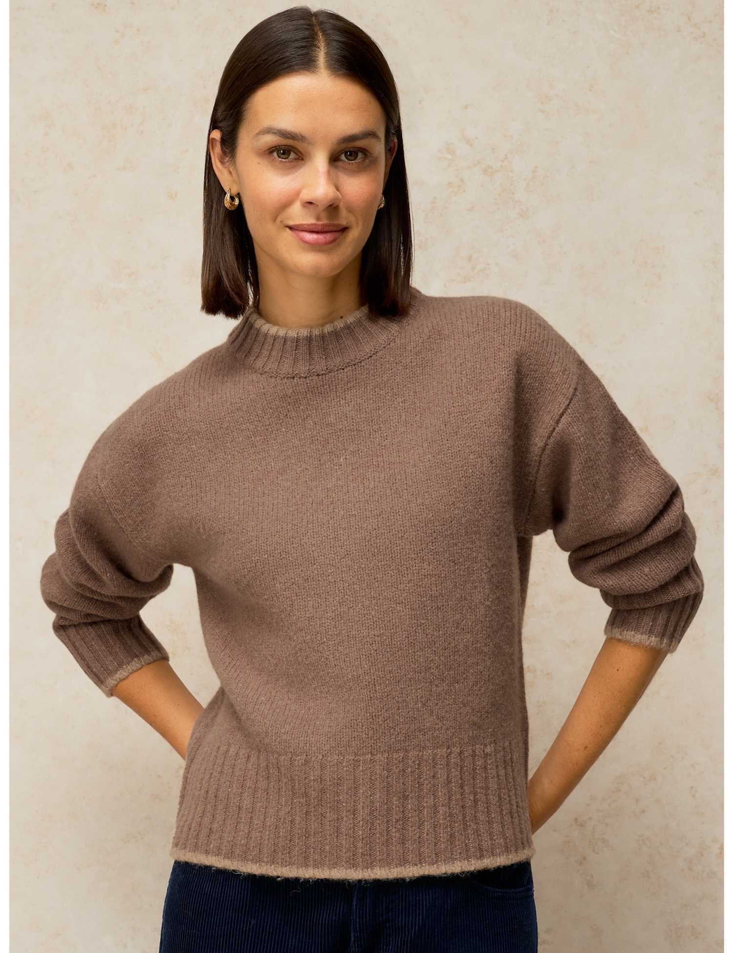 White Stuff Carter Pure Wool Crew Neck Jumper Natural