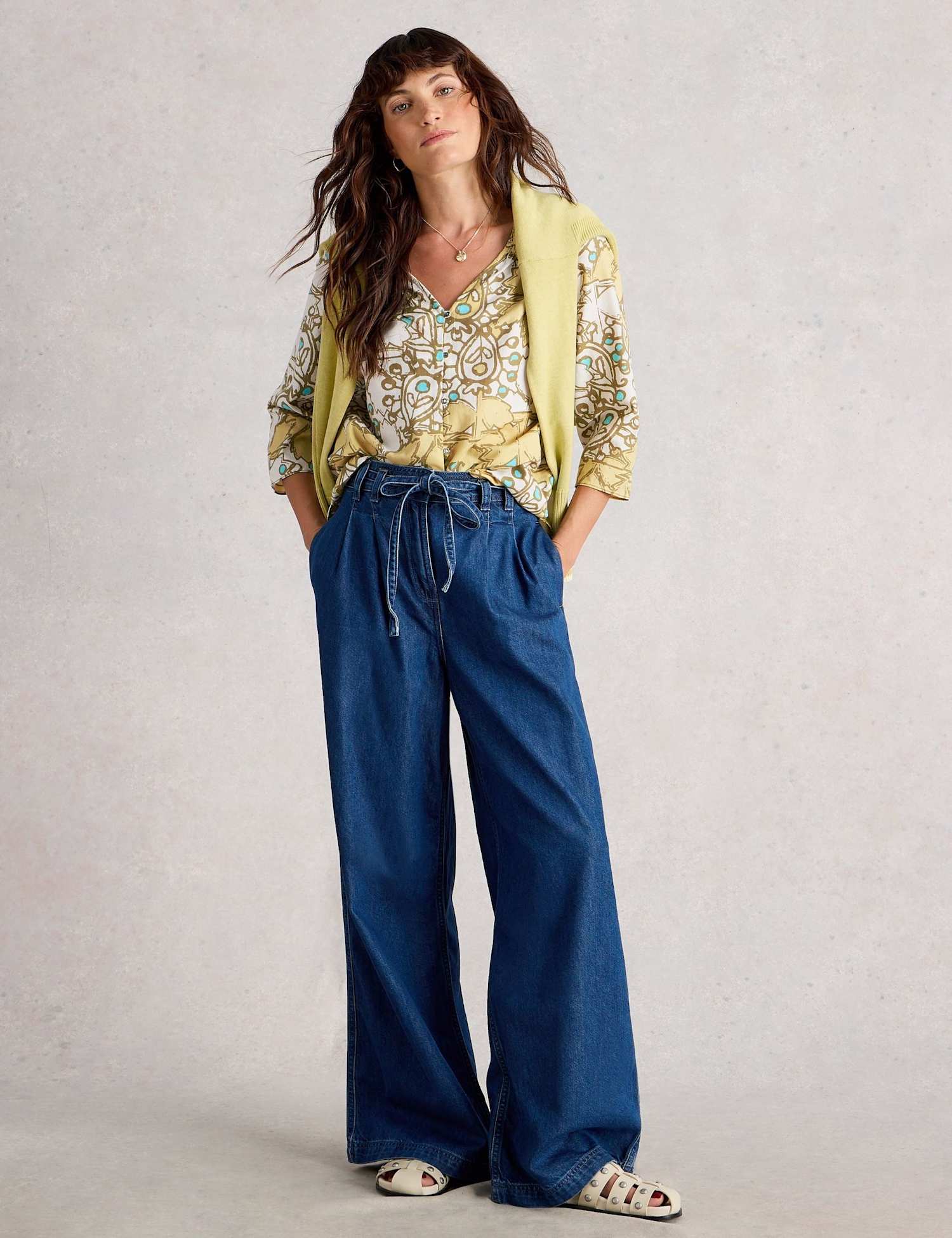 White Stuff Pure Cotton Floral Top Yellow Mix