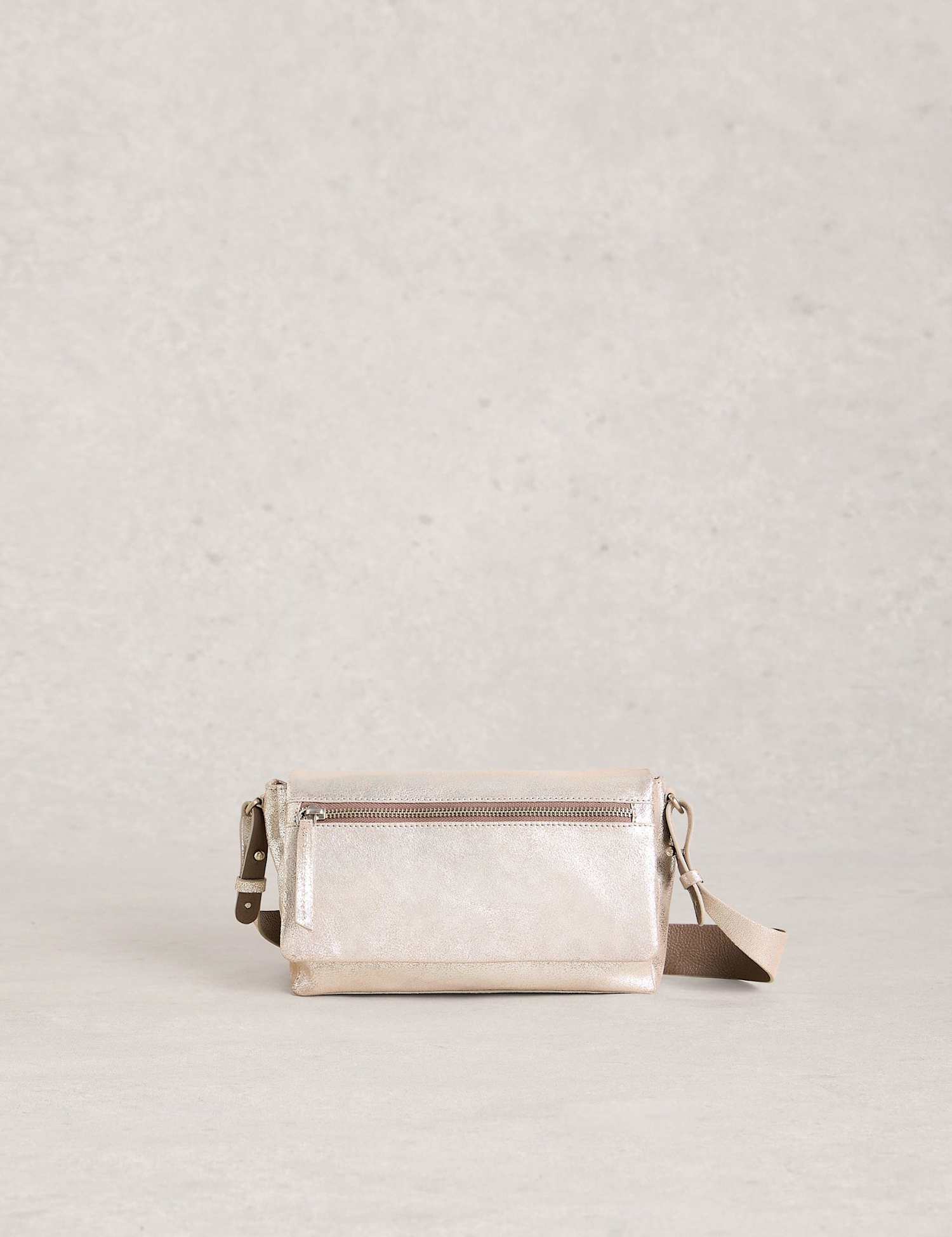 White Stuff Leather Cross Body Bag Silver