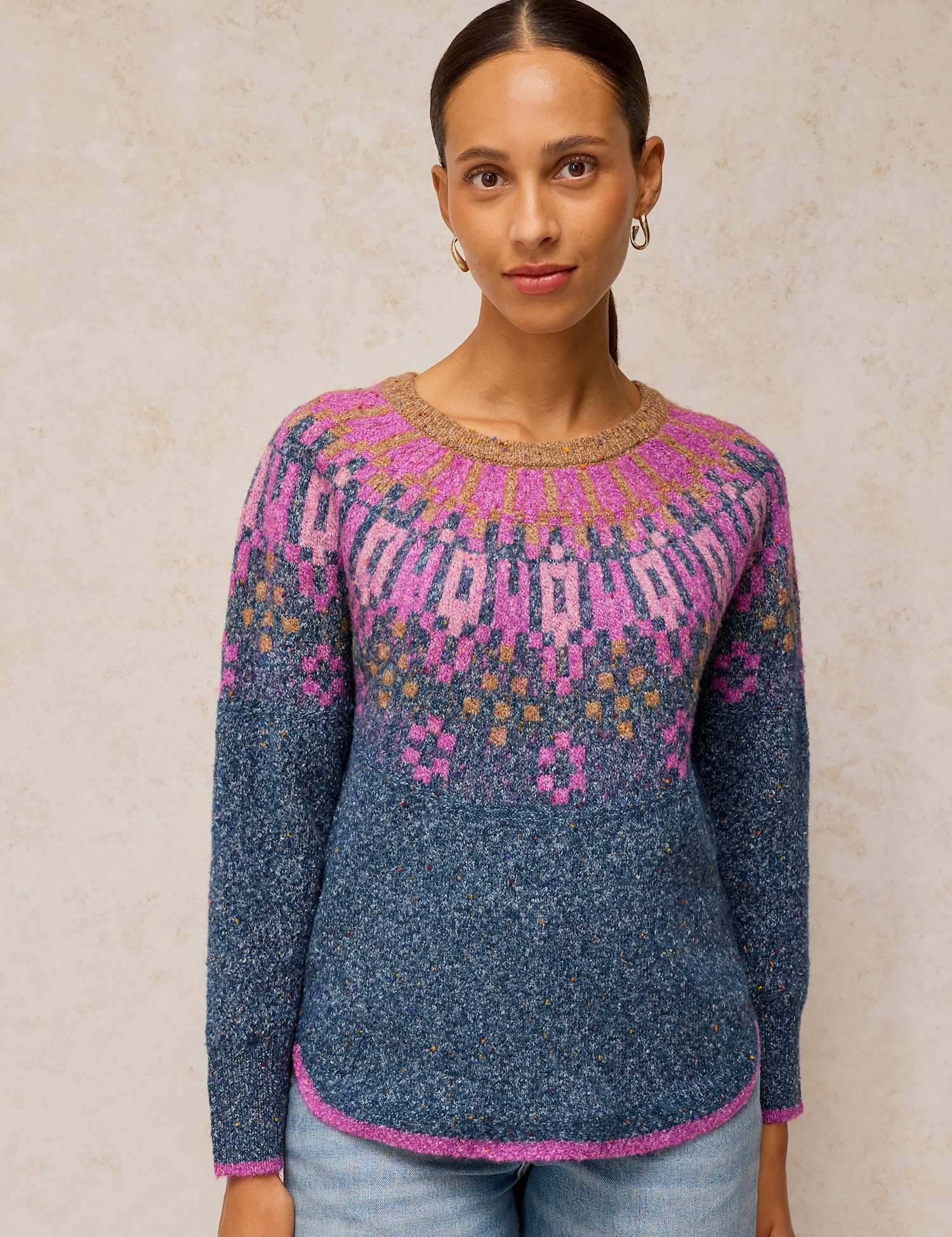 White Stuff Fair Isle Jumper Teal Mix