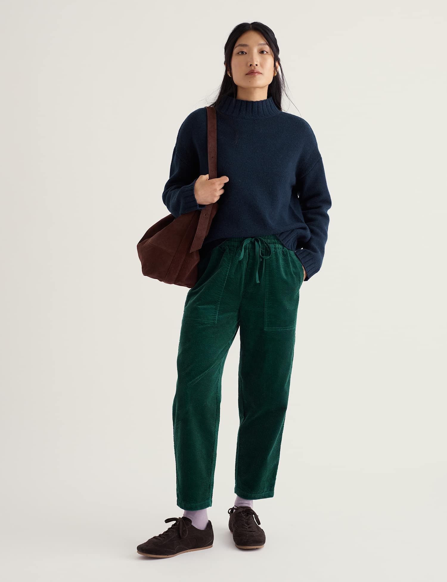 Seasalt Cornwall Pure Cotton Cord Ankle Grazer Joggers Green