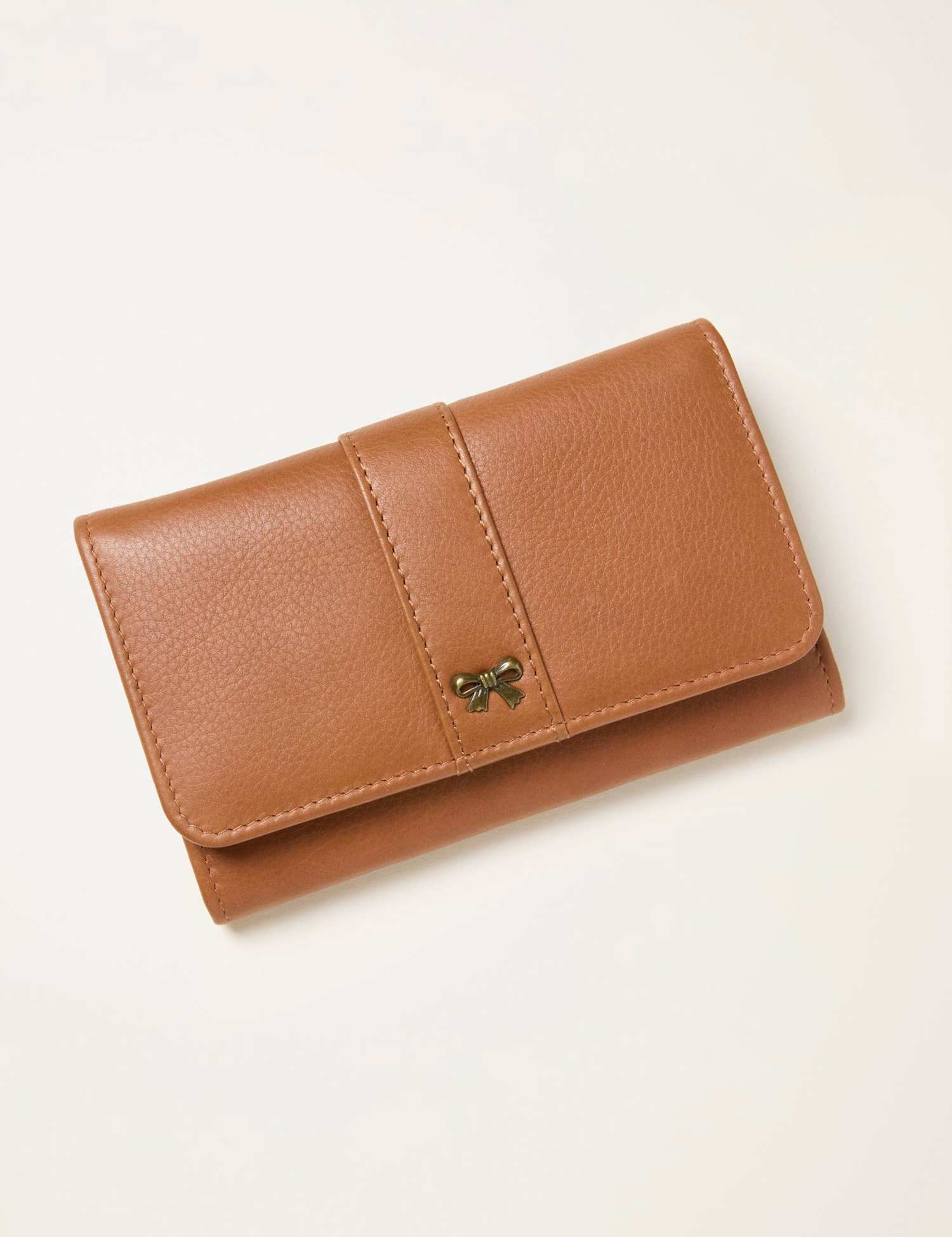 FatFace Leather Bow Purse Brown