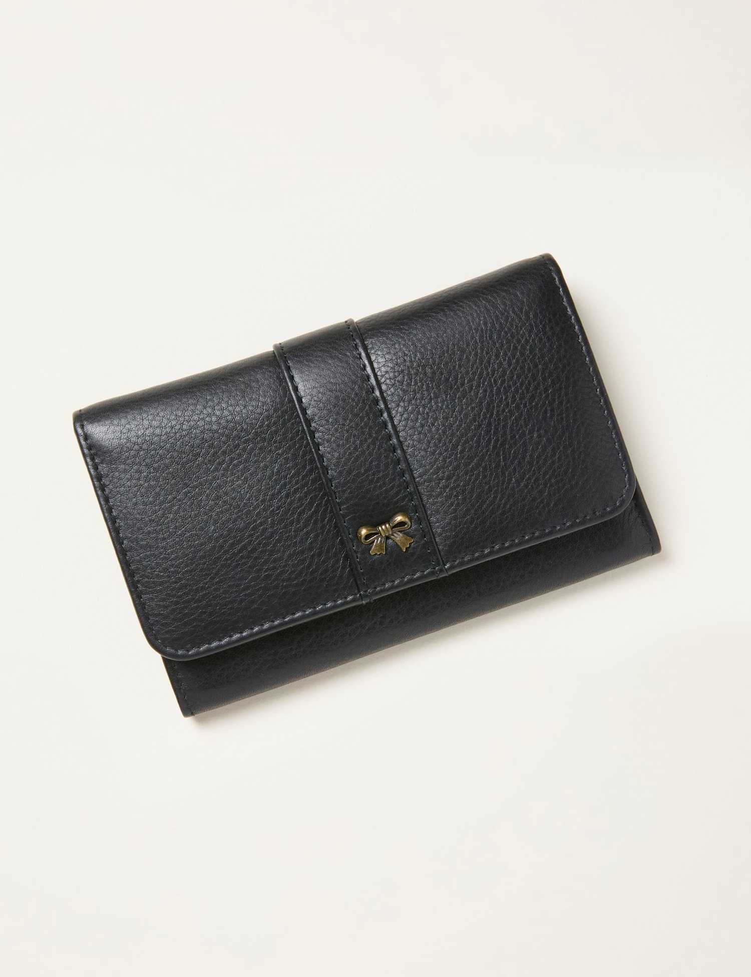 FatFace Leather Bow Purse Black