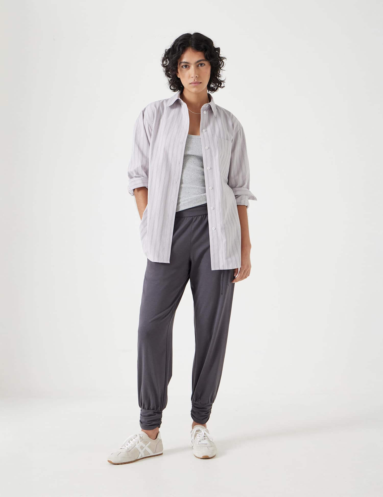 HUSH Cotton Modal Blend Trousers Charcoal