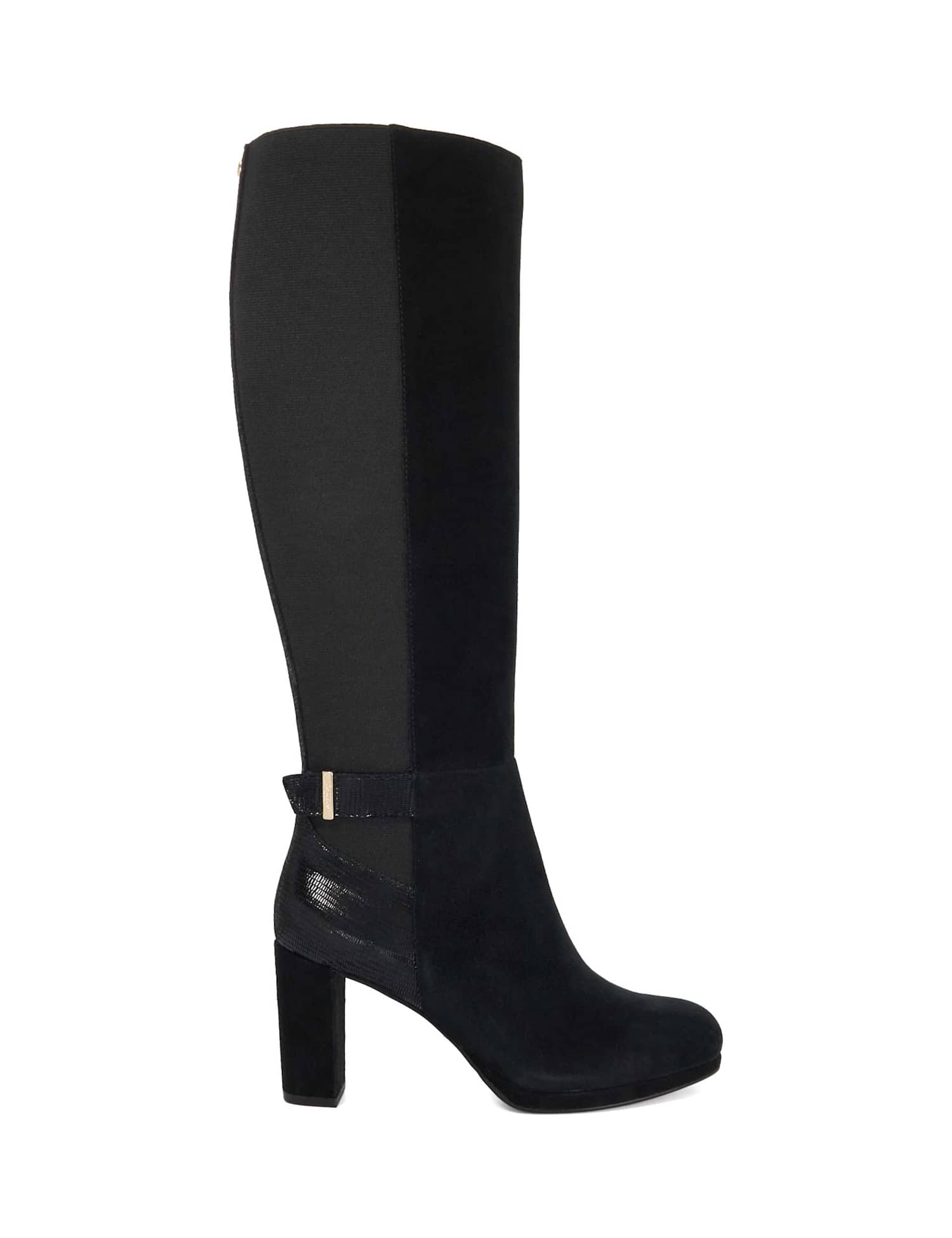 Dune London Suede Knee High Platform Boots Black