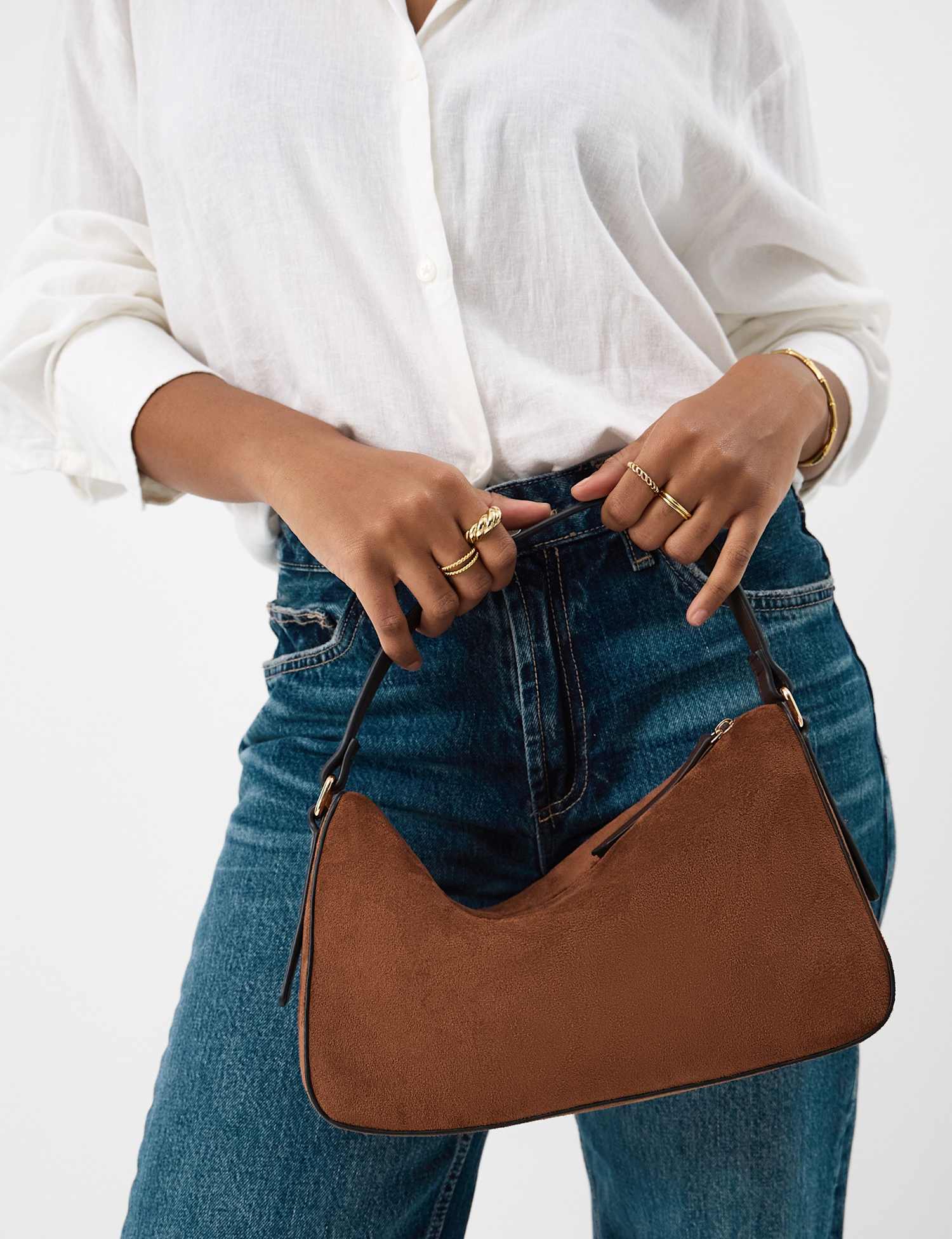 ACCESSORIZE Faux Suede Grab Bag Tan