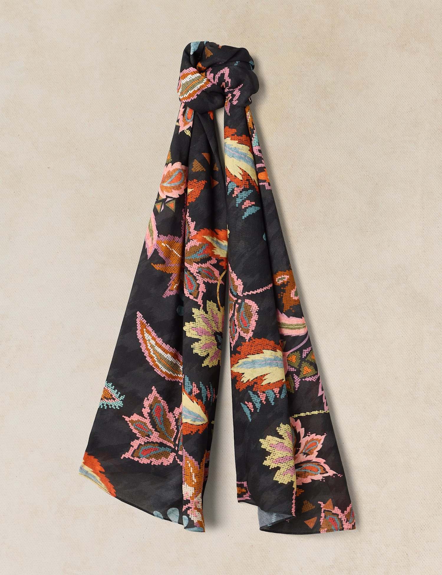 White Stuff Floral Scarf Black Mix